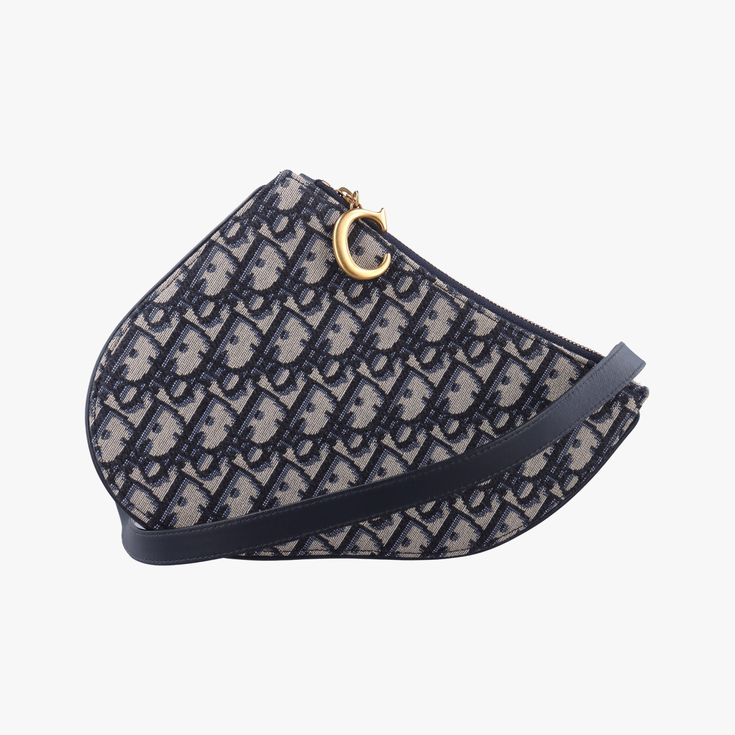Pre-owned Christian Dior Saddle Navy Jacquard  shoulderbag | stylenewstar