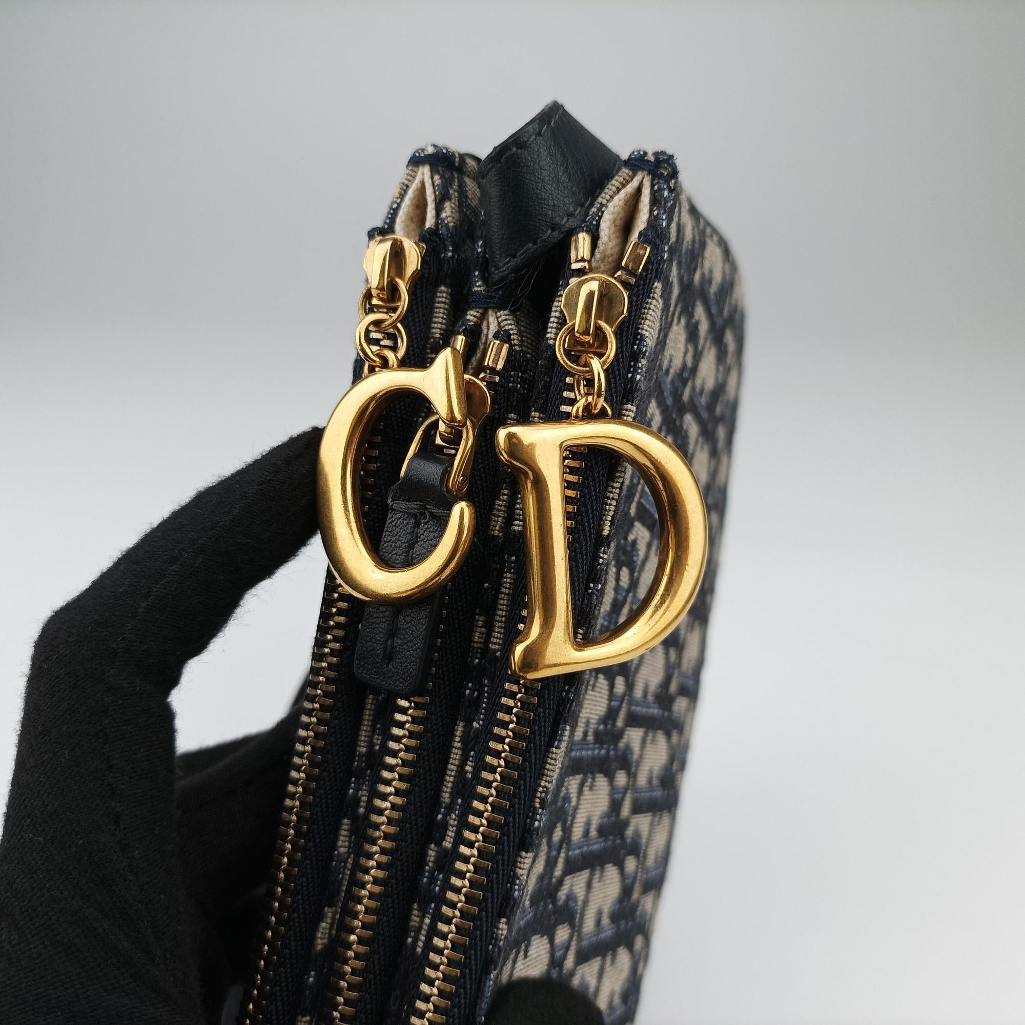 Pre-owned Christian Dior Saddle Navy Jacquard  shoulderbag | stylenewstar