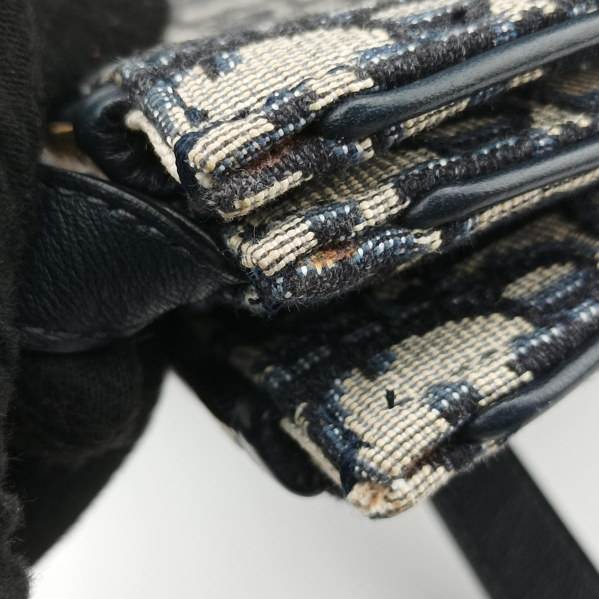 Pre-owned Christian Dior Saddle Navy Jacquard  shoulderbag | stylenewstar