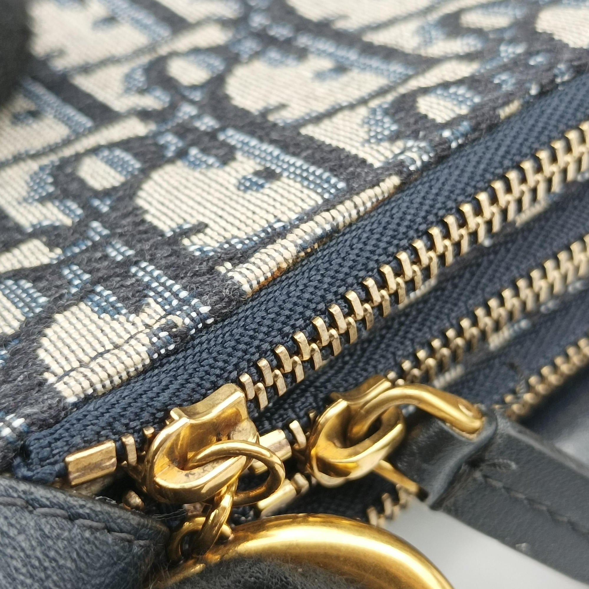Pre-owned Christian Dior Saddle Navy Jacquard  shoulderbag | stylenewstar