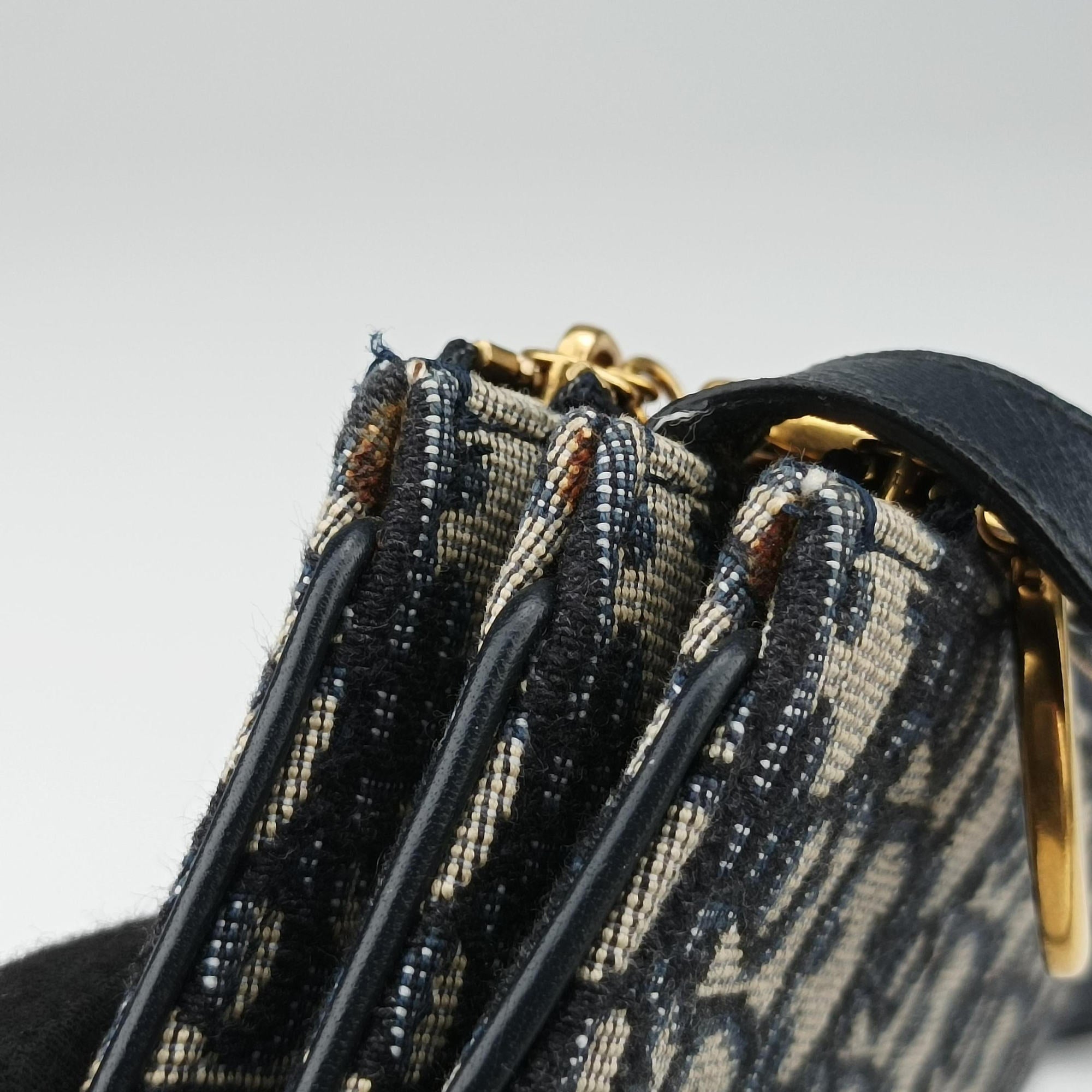 Pre-owned Christian Dior Saddle Navy Jacquard  shoulderbag | stylenewstar