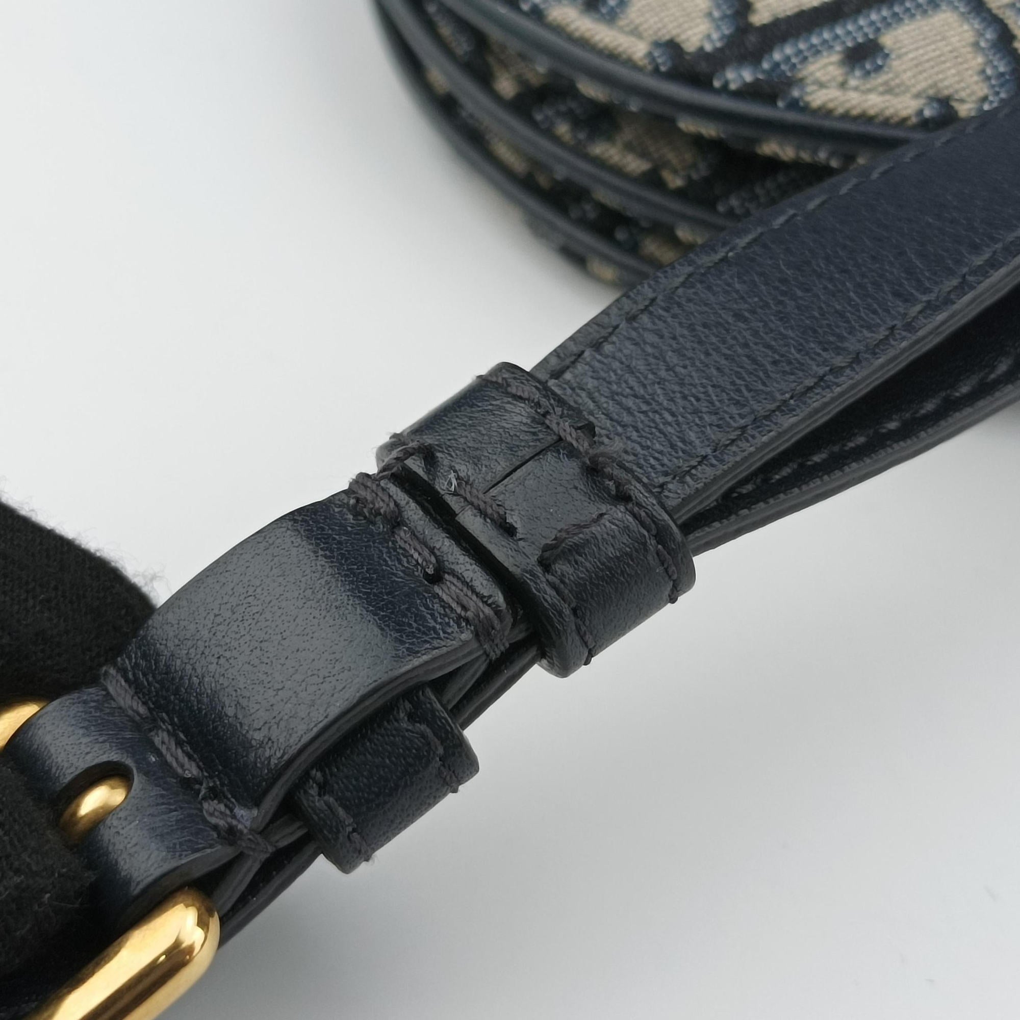 Pre-owned Christian Dior Saddle Navy Jacquard  shoulderbag | stylenewstar