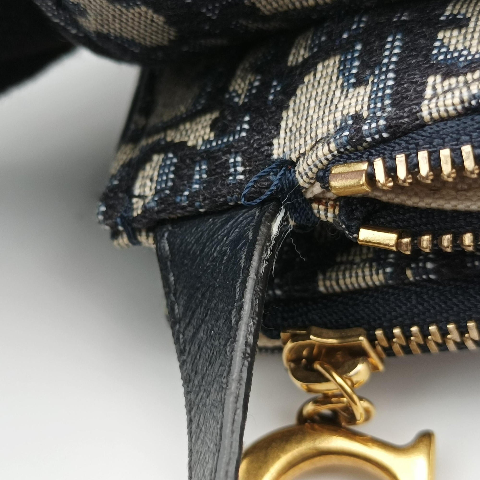 Pre-owned Christian Dior Saddle Navy Jacquard  shoulderbag | stylenewstar