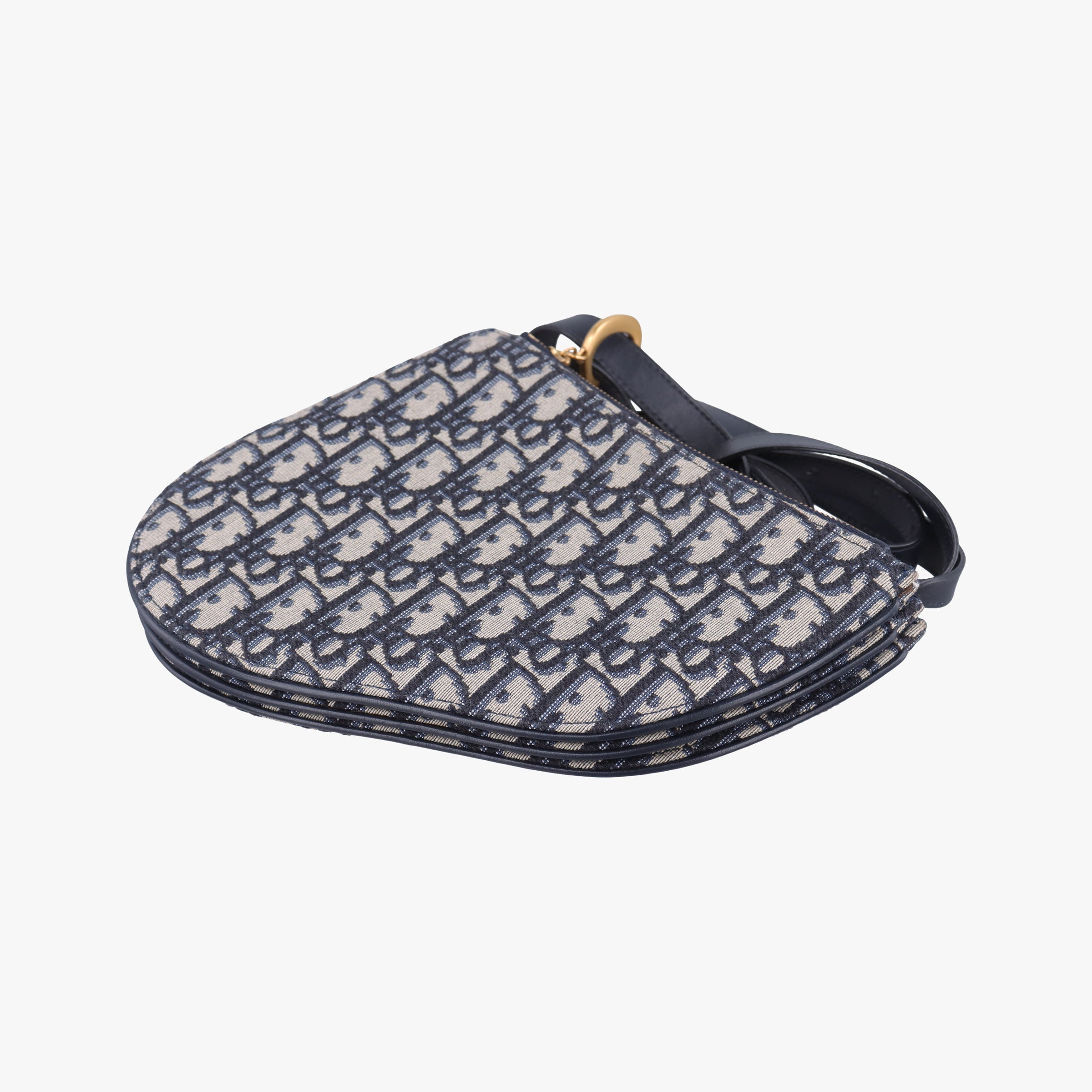 Pre-owned Christian Dior Saddle Navy Jacquard  shoulderbag | stylenewstar