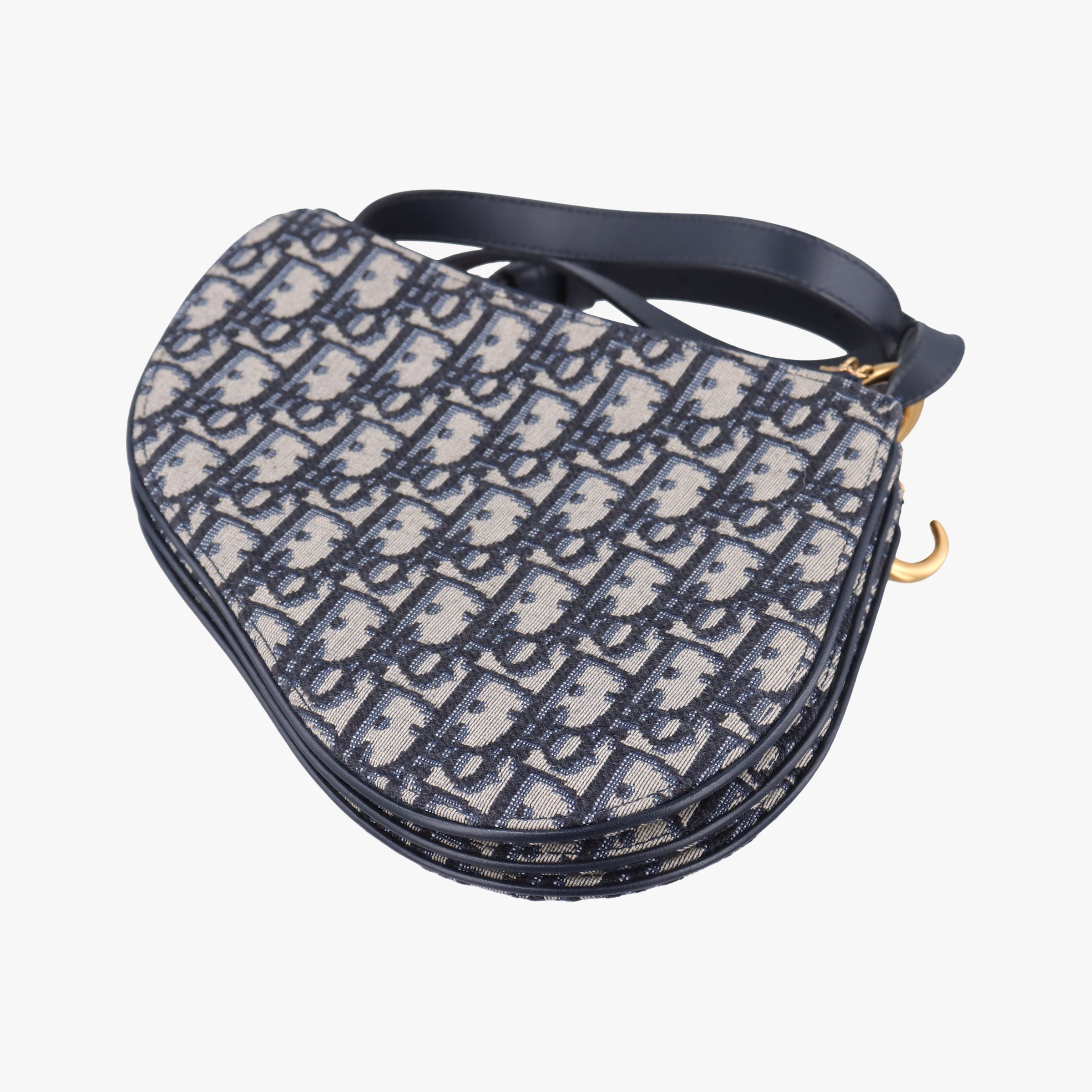 Pre-owned Christian Dior Saddle Navy Jacquard  shoulderbag | stylenewstar