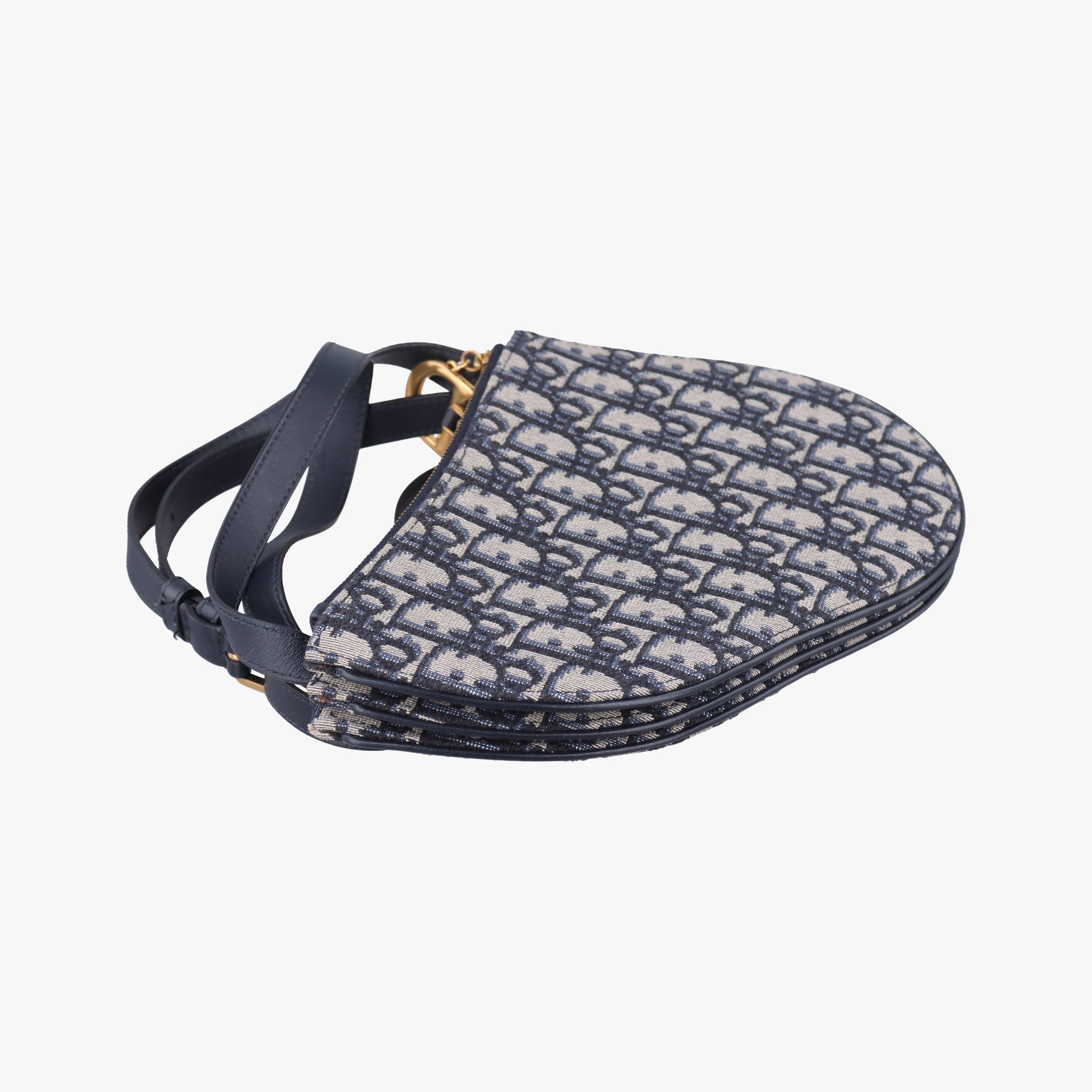 Pre-owned Christian Dior Saddle Navy Jacquard  shoulderbag | stylenewstar