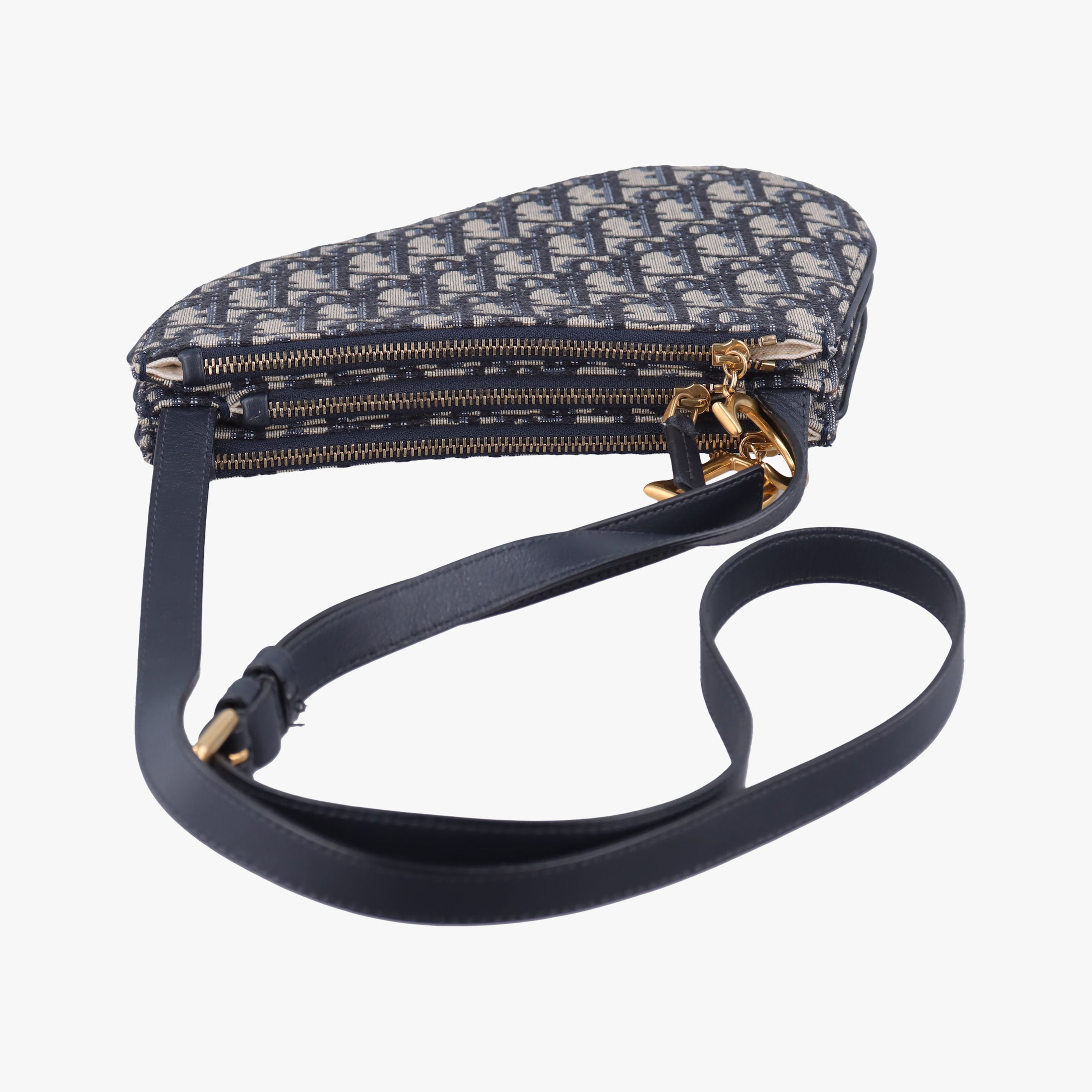 Pre-owned Christian Dior Saddle Navy Jacquard  shoulderbag | stylenewstar