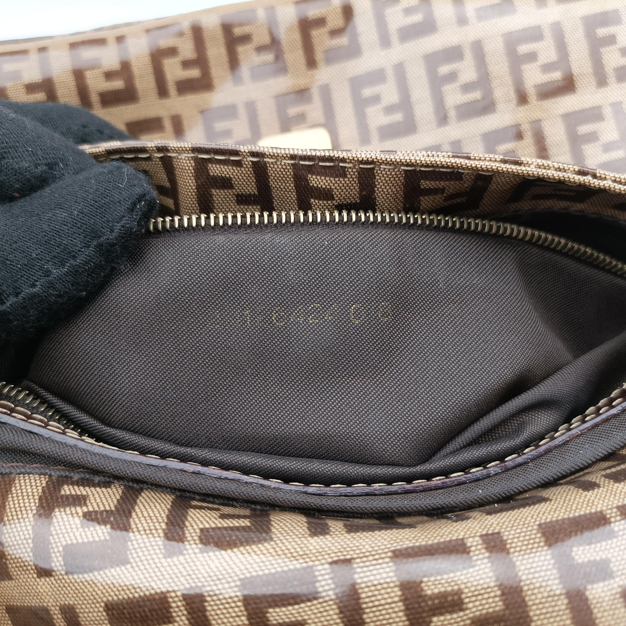 Pre-owned Fendi Baguette Brown PVC coated canvas 26424 shoulderbag | stylenewstar