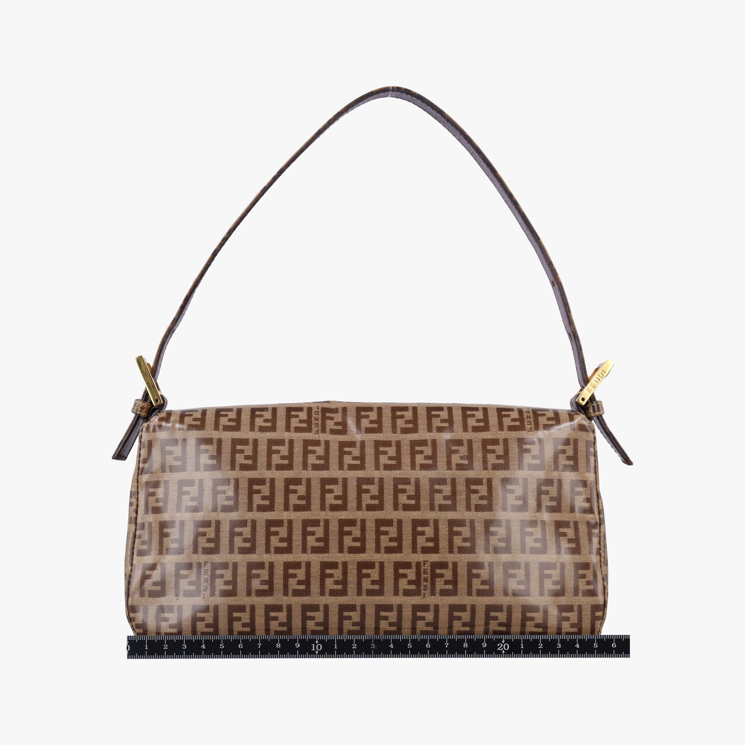 Pre-owned Fendi Baguette Brown PVC coated canvas 26424 shoulderbag | stylenewstar