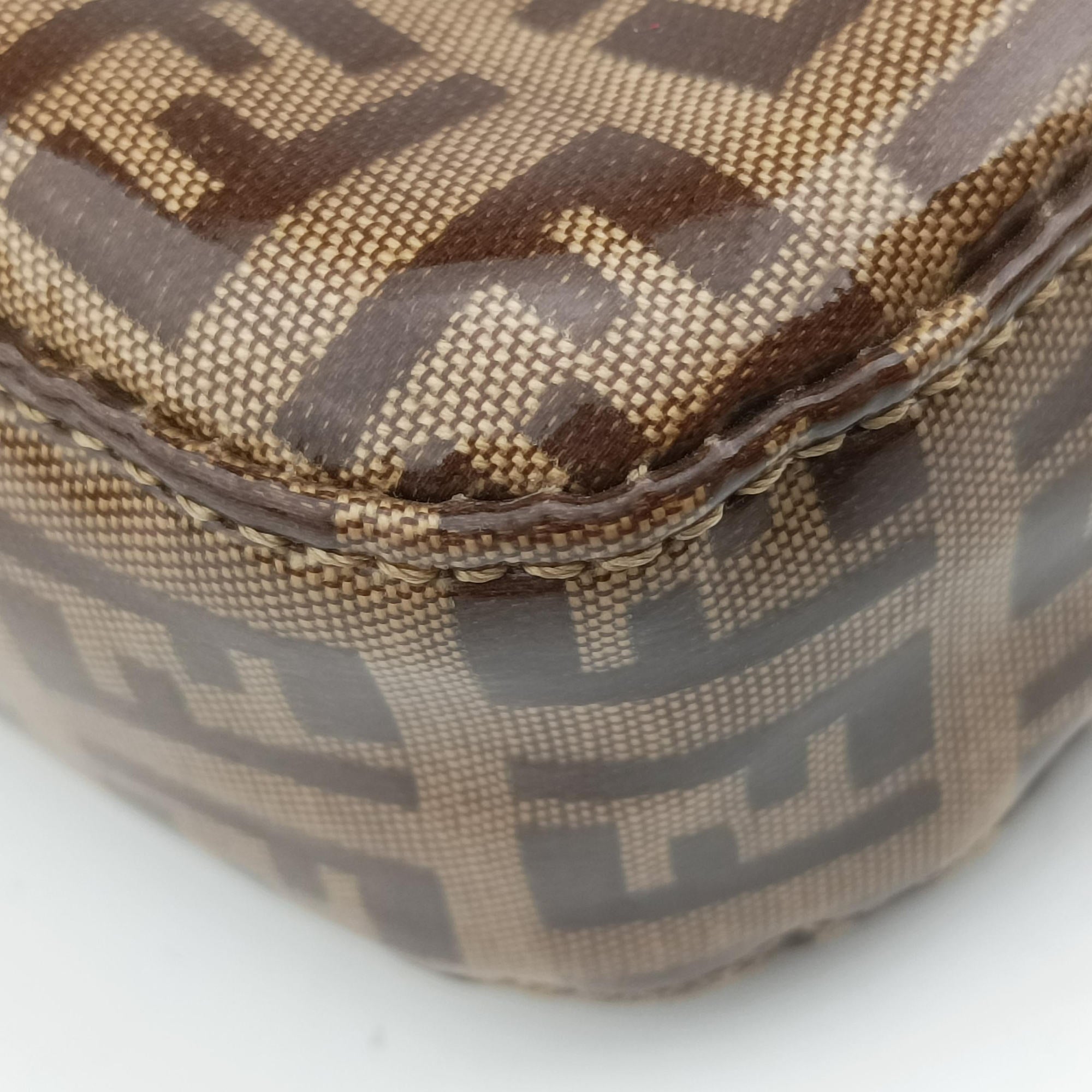 Pre-owned Fendi Baguette Brown PVC coated canvas 26424 shoulderbag | stylenewstar