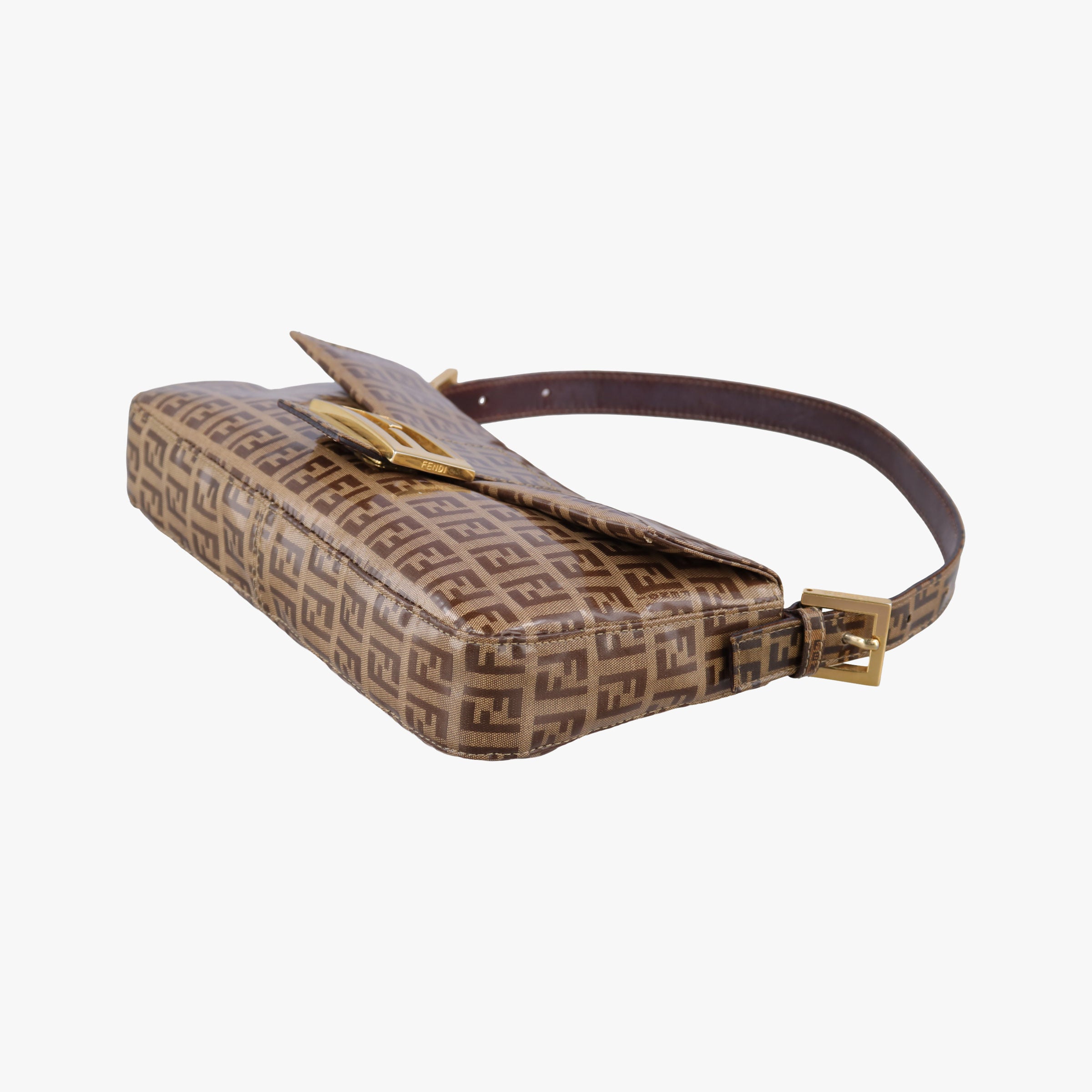 Pre-owned Fendi Baguette Brown PVC coated canvas 26424 shoulderbag | stylenewstar