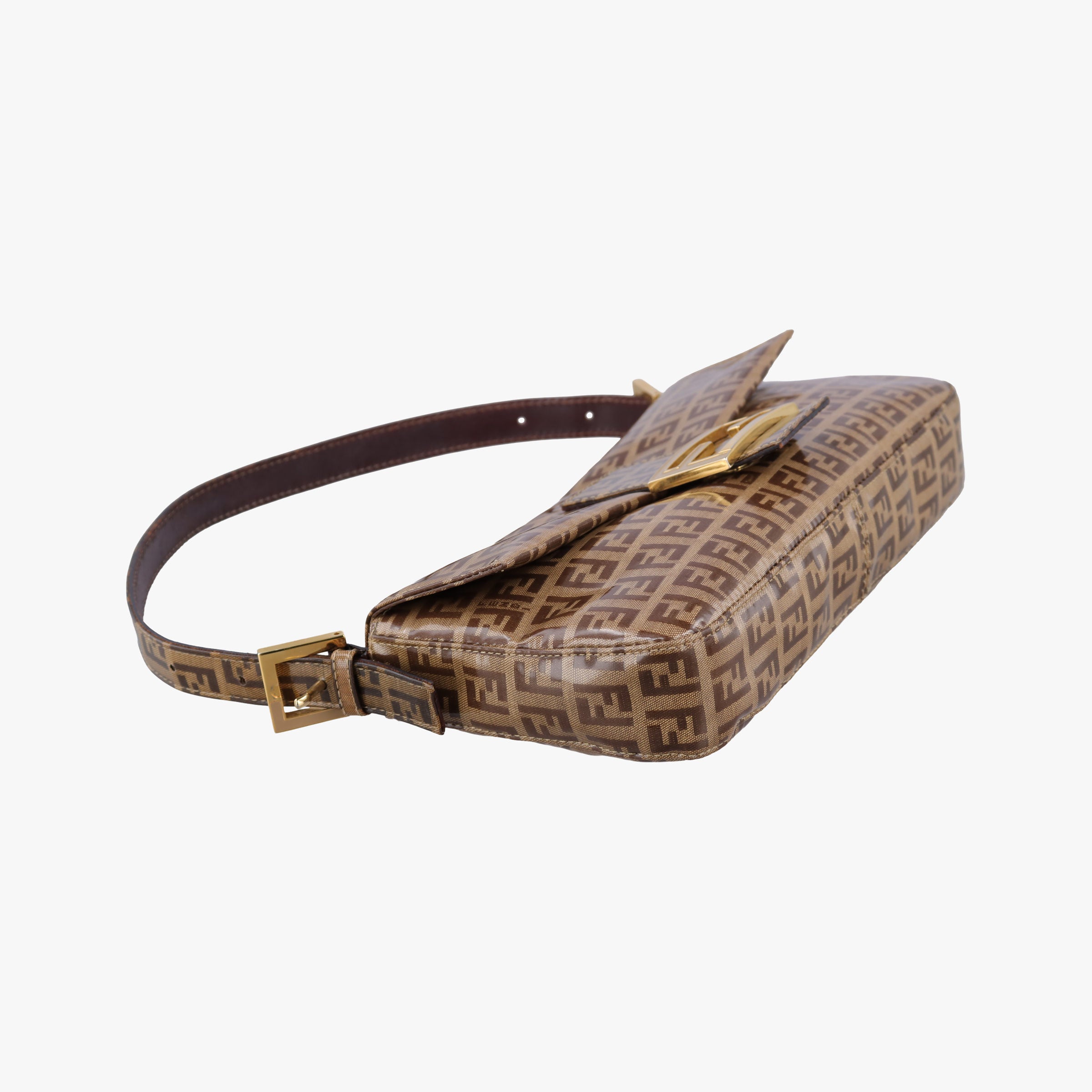 Pre-owned Fendi Baguette Brown PVC coated canvas 26424 shoulderbag | stylenewstar