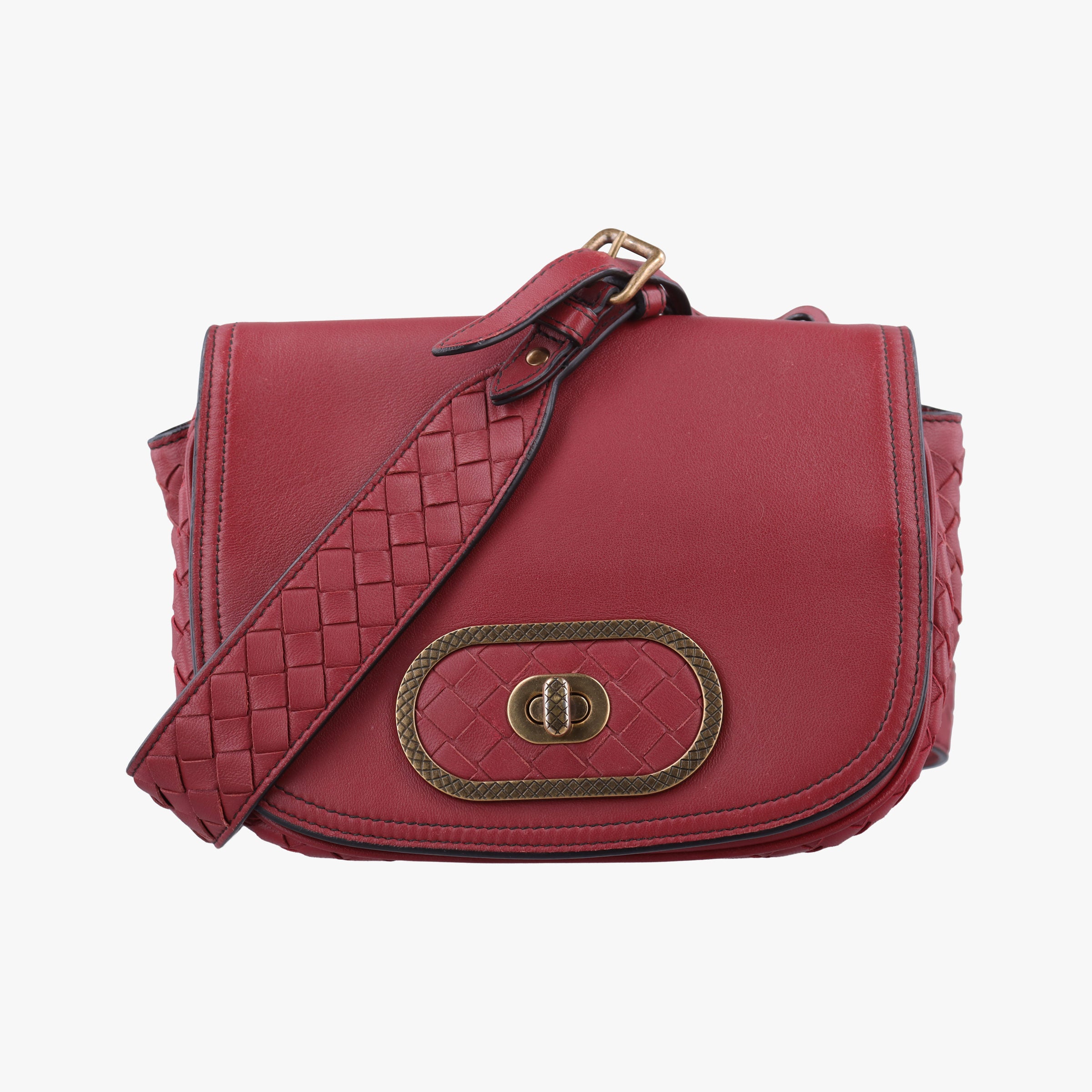 Pre-owned Bottega Veneta Luna Intrecciato Red lambskin  shoulderbag | stylenewstar