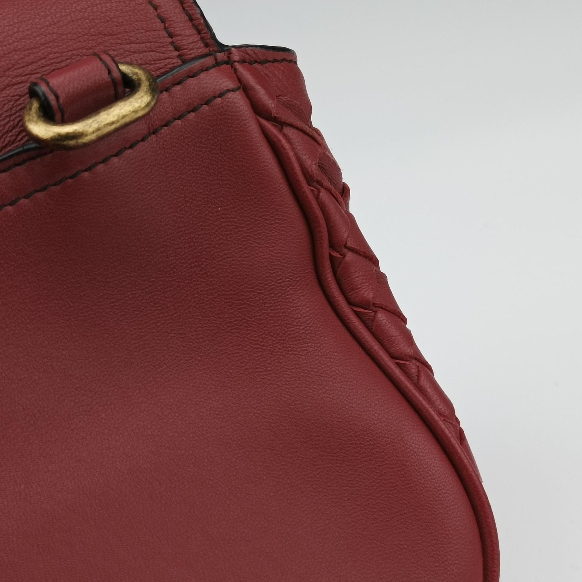 Pre-owned Bottega Veneta Luna Intrecciato Red lambskin  shoulderbag | stylenewstar