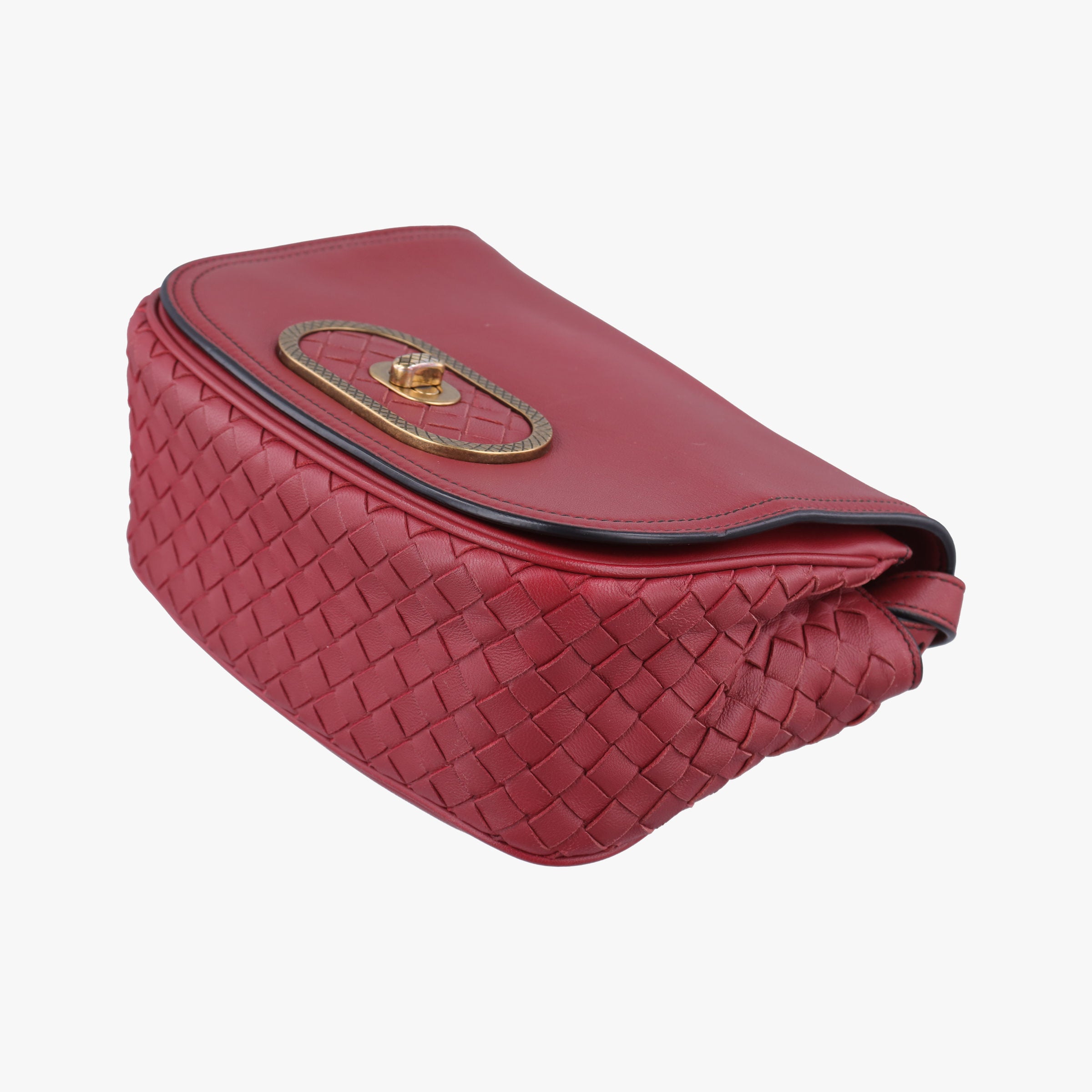 Pre-owned Bottega Veneta Luna Intrecciato Red lambskin  shoulderbag | stylenewstar