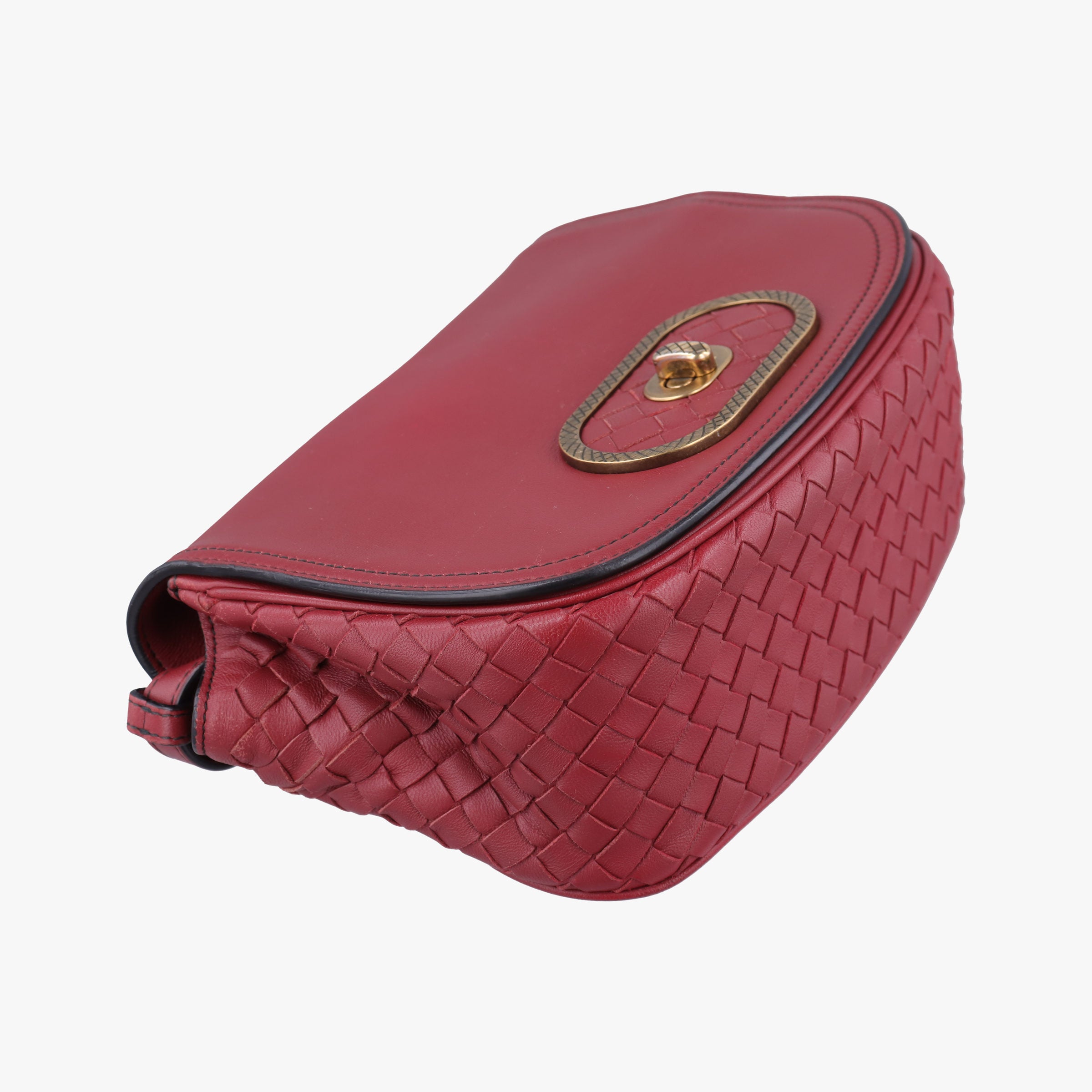 Pre-owned Bottega Veneta Luna Intrecciato Red lambskin  shoulderbag | stylenewstar
