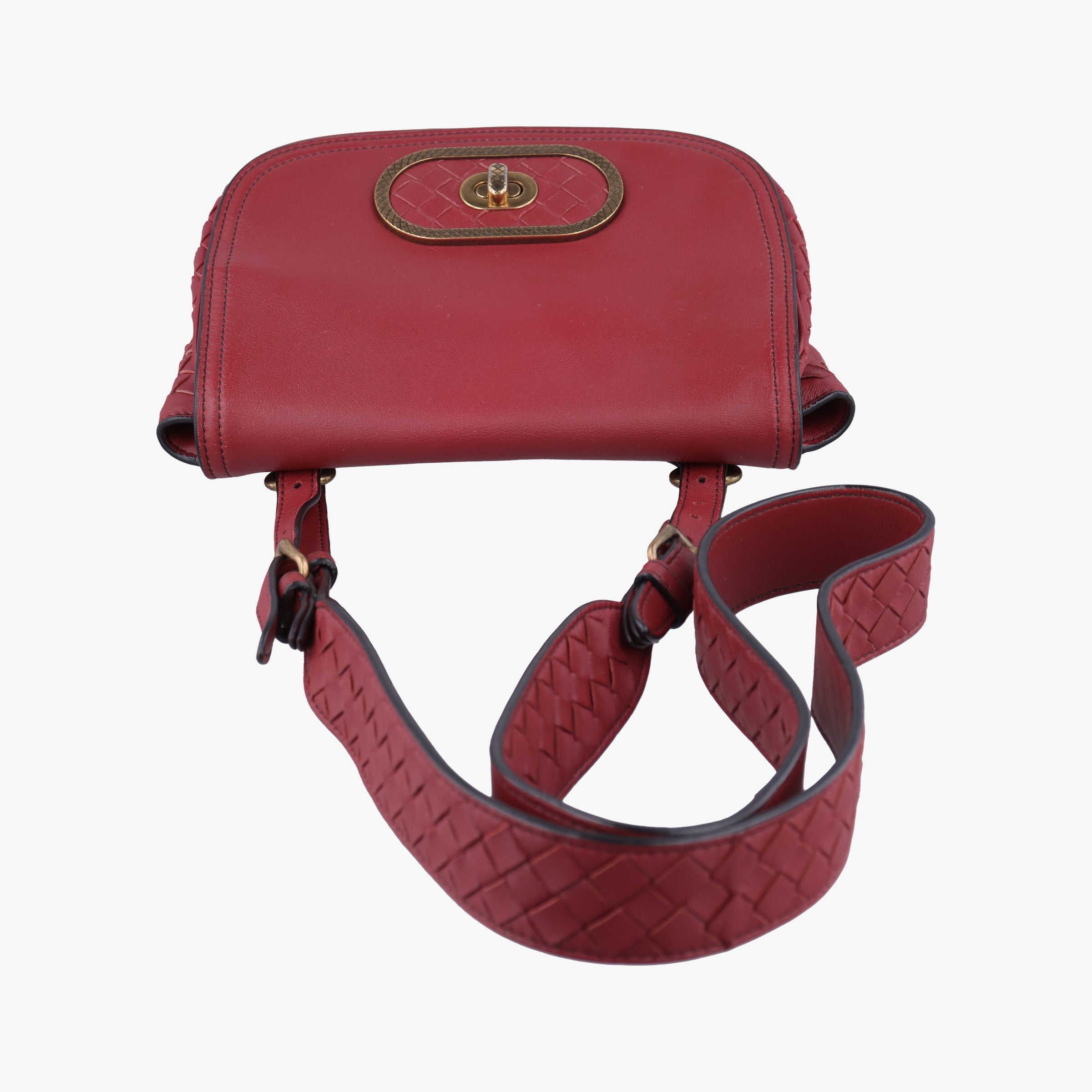 Pre-owned Bottega Veneta Luna Intrecciato Red lambskin  shoulderbag | stylenewstar