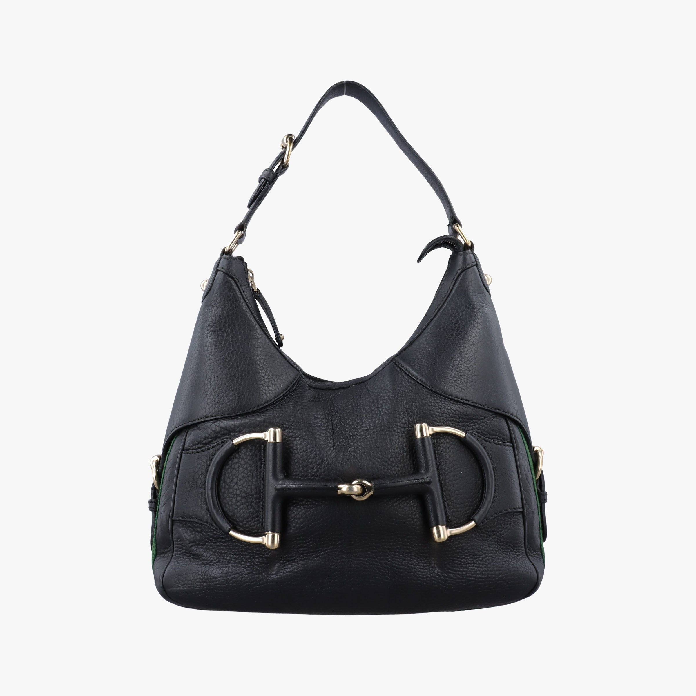 Pre-owned Gucci Heritage Horsebit Hobo Black Leather 247604 shoulderbag | stylenewstar