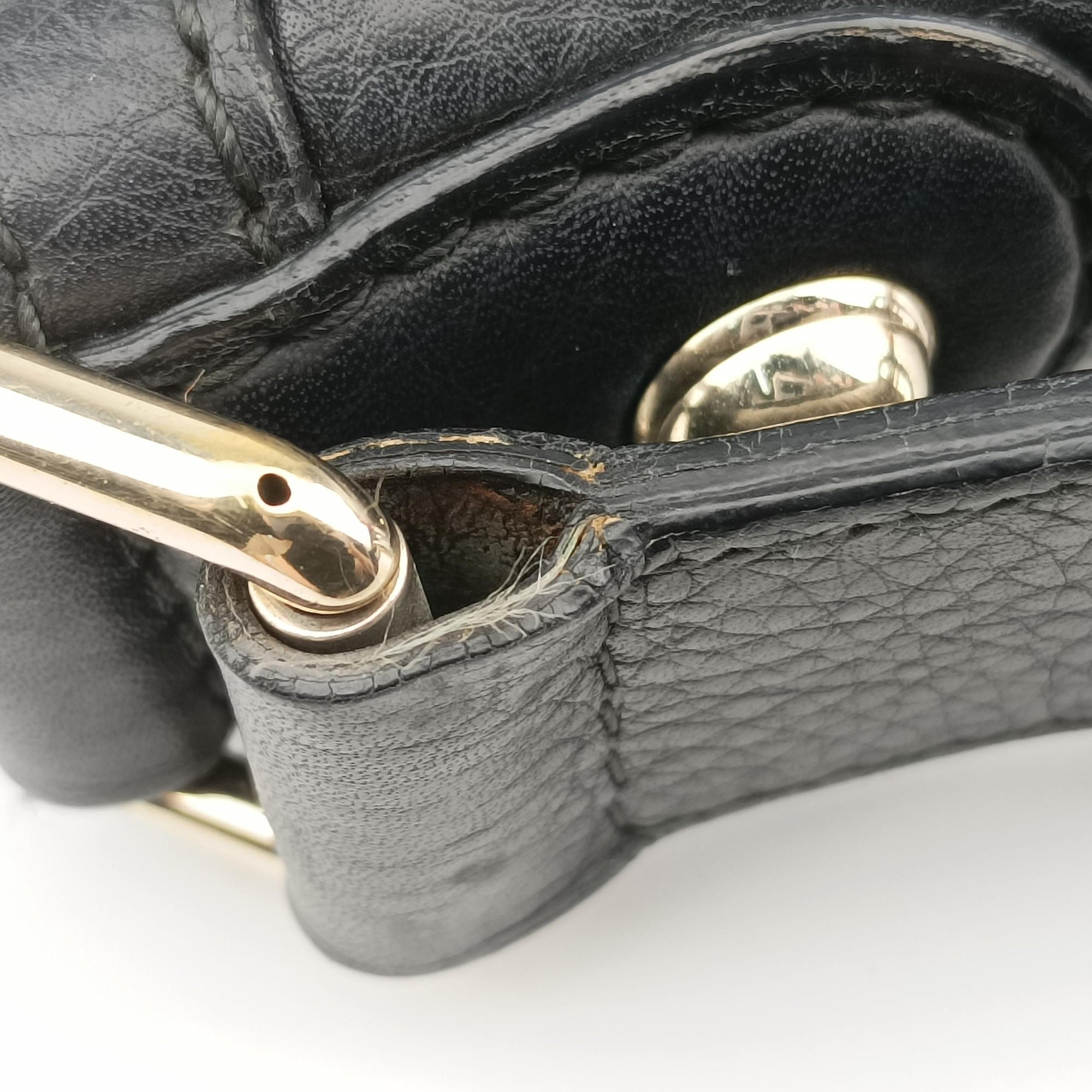 Pre-owned Gucci Heritage Horsebit Hobo Black Leather 247604 shoulderbag | stylenewstar