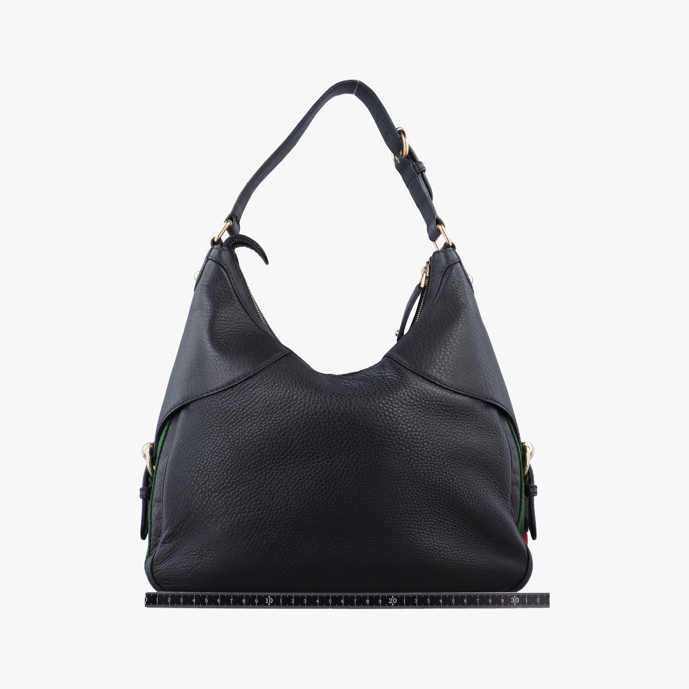 Pre-owned Gucci Heritage Horsebit Hobo Black Leather 247604 shoulderbag | stylenewstar
