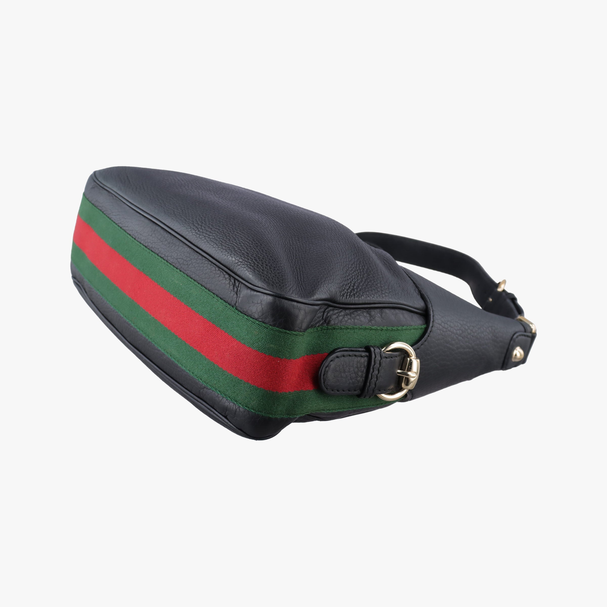 Pre-owned Gucci Heritage Horsebit Hobo Black Leather 247604 shoulderbag | stylenewstar