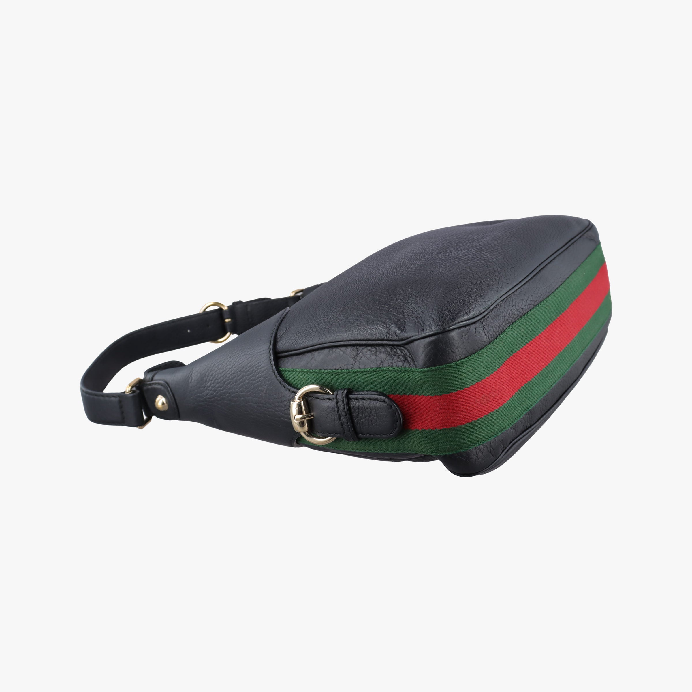 Pre-owned Gucci Heritage Horsebit Hobo Black Leather 247604 shoulderbag | stylenewstar