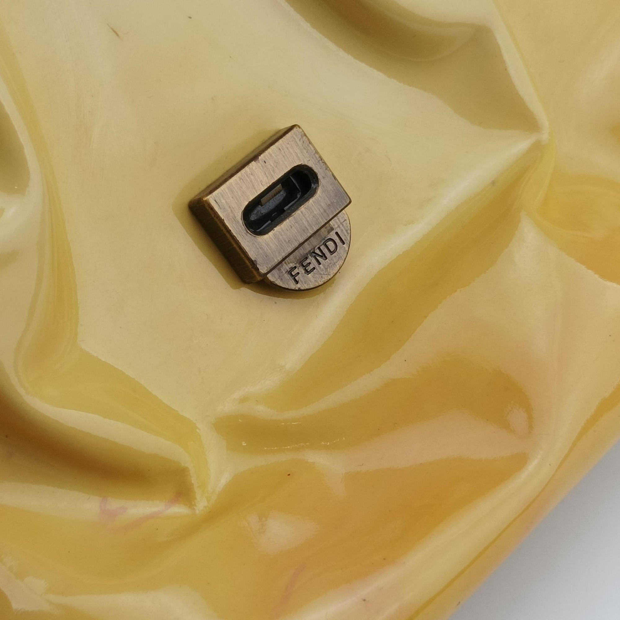 Pre-owned Fendi B Bag Yellow Patent Leather 8BN165 shoulderbag | stylenewstar