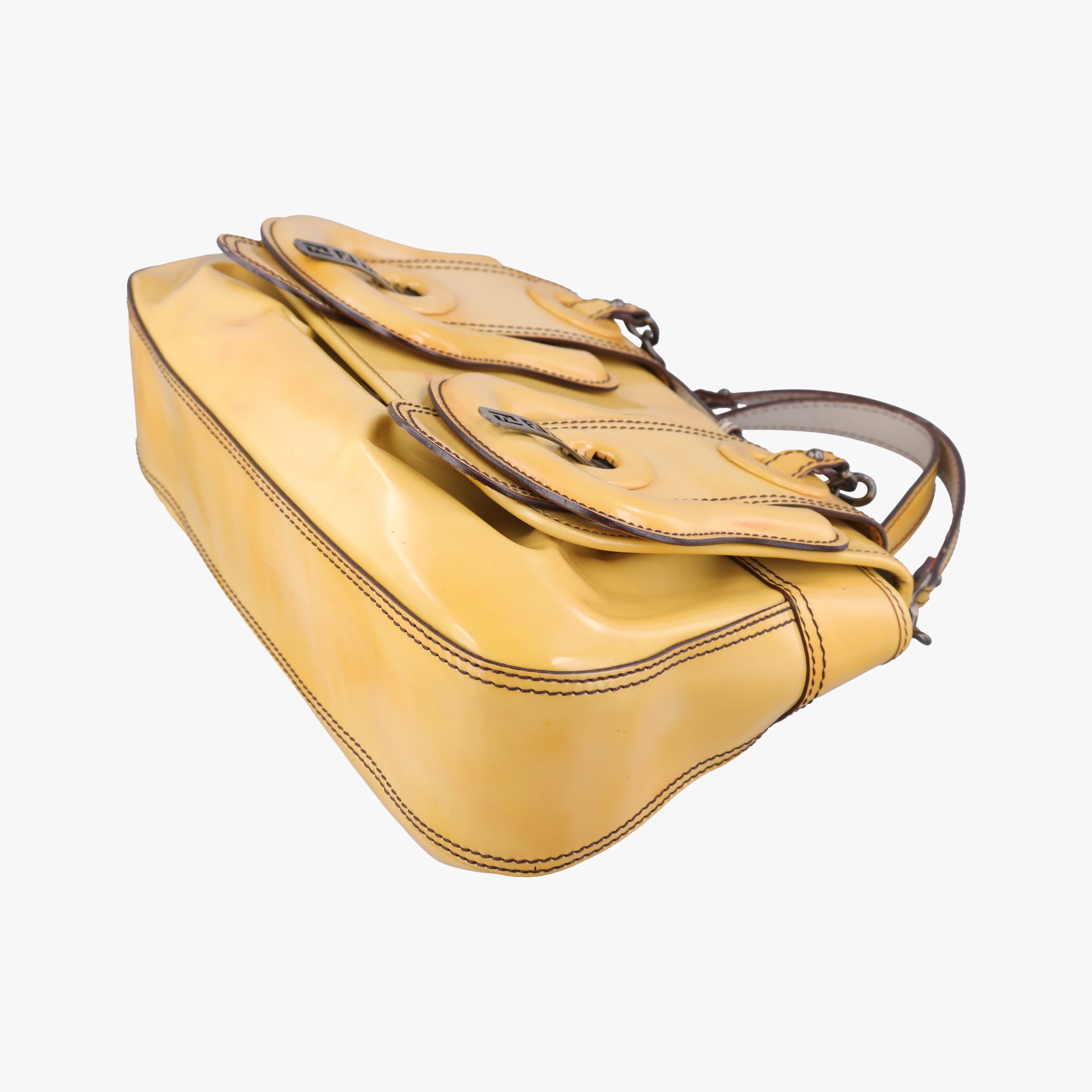 Pre-owned Fendi B Bag Yellow Patent Leather 8BN165 shoulderbag | stylenewstar
