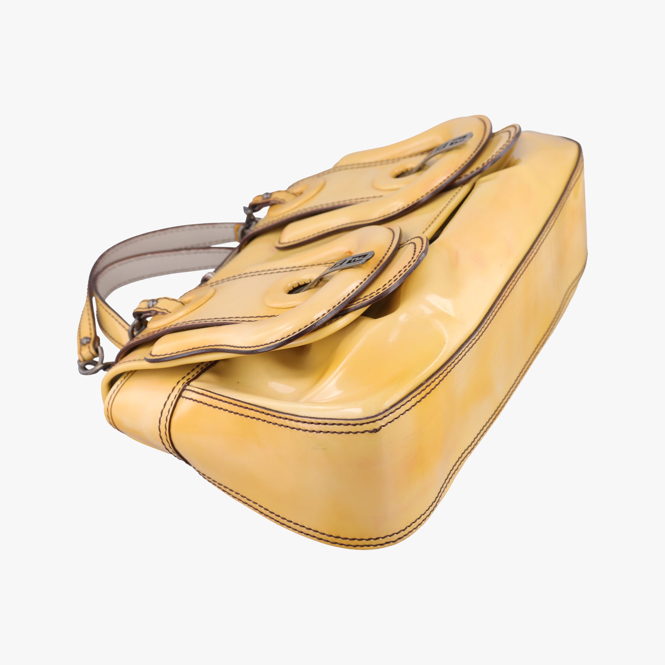 Pre-owned Fendi B Bag Yellow Patent Leather 8BN165 shoulderbag | stylenewstar