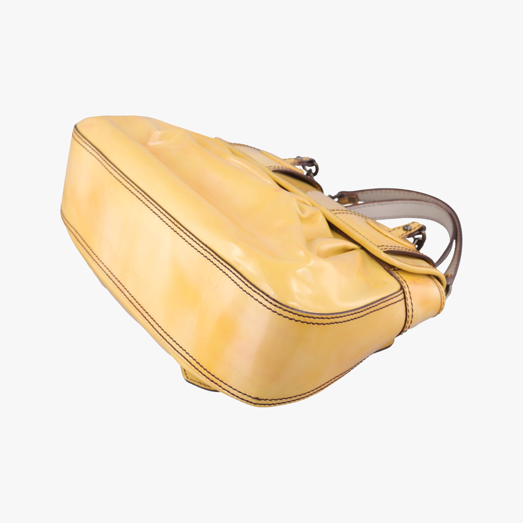 Pre-owned Fendi B Bag Yellow Patent Leather 8BN165 shoulderbag | stylenewstar