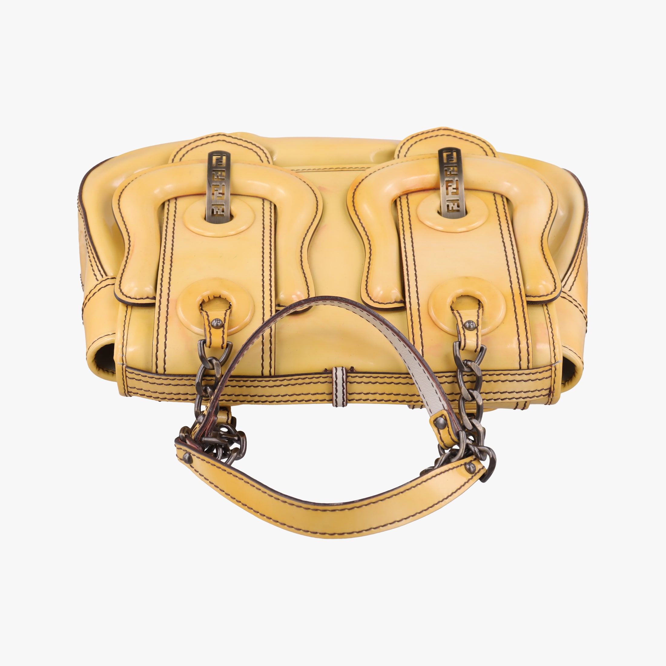 Pre-owned Fendi B Bag Yellow Patent Leather 8BN165 shoulderbag | stylenewstar