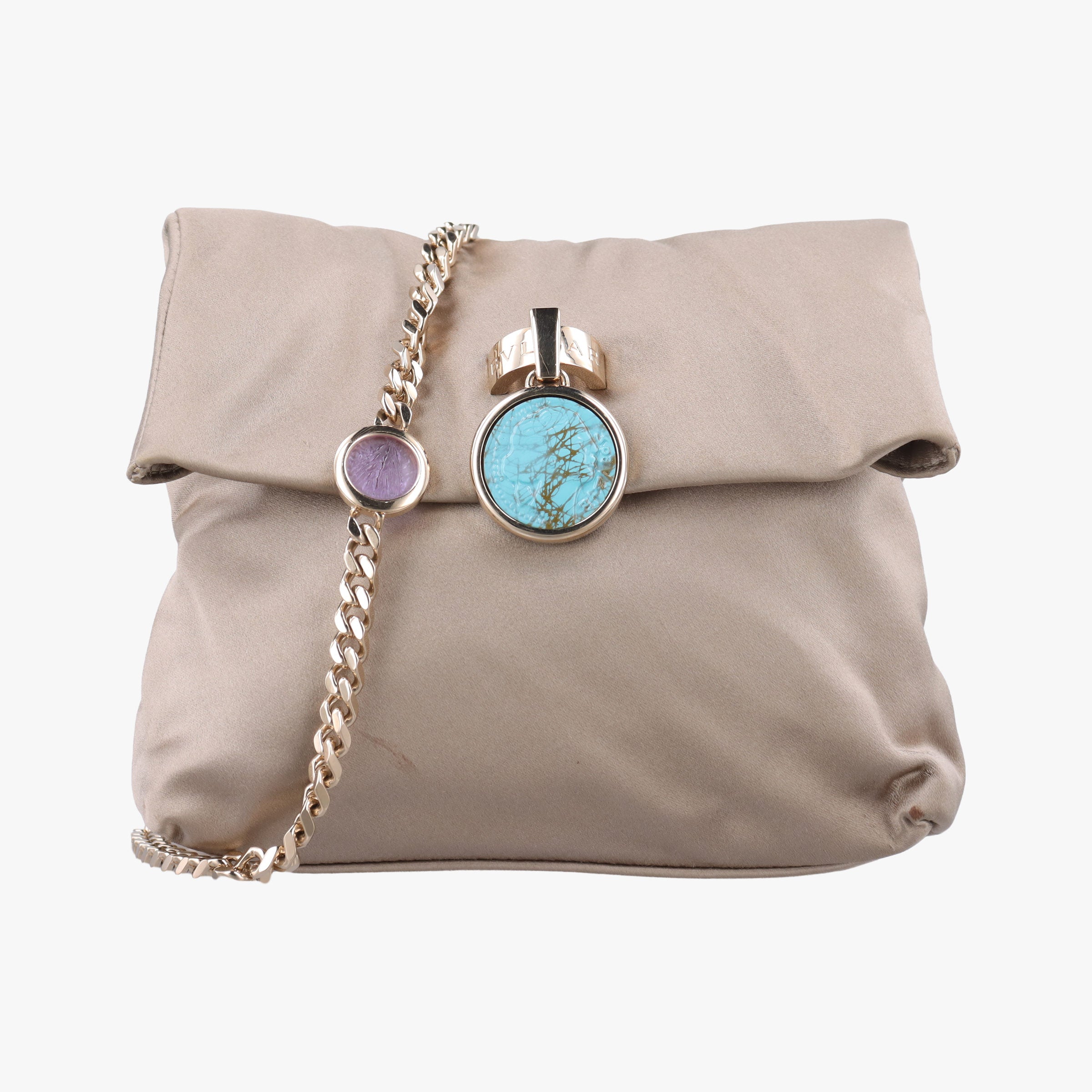Secondhand Bvlgari Monete Beige Satin Leather  shoulderbag | stylenewstar