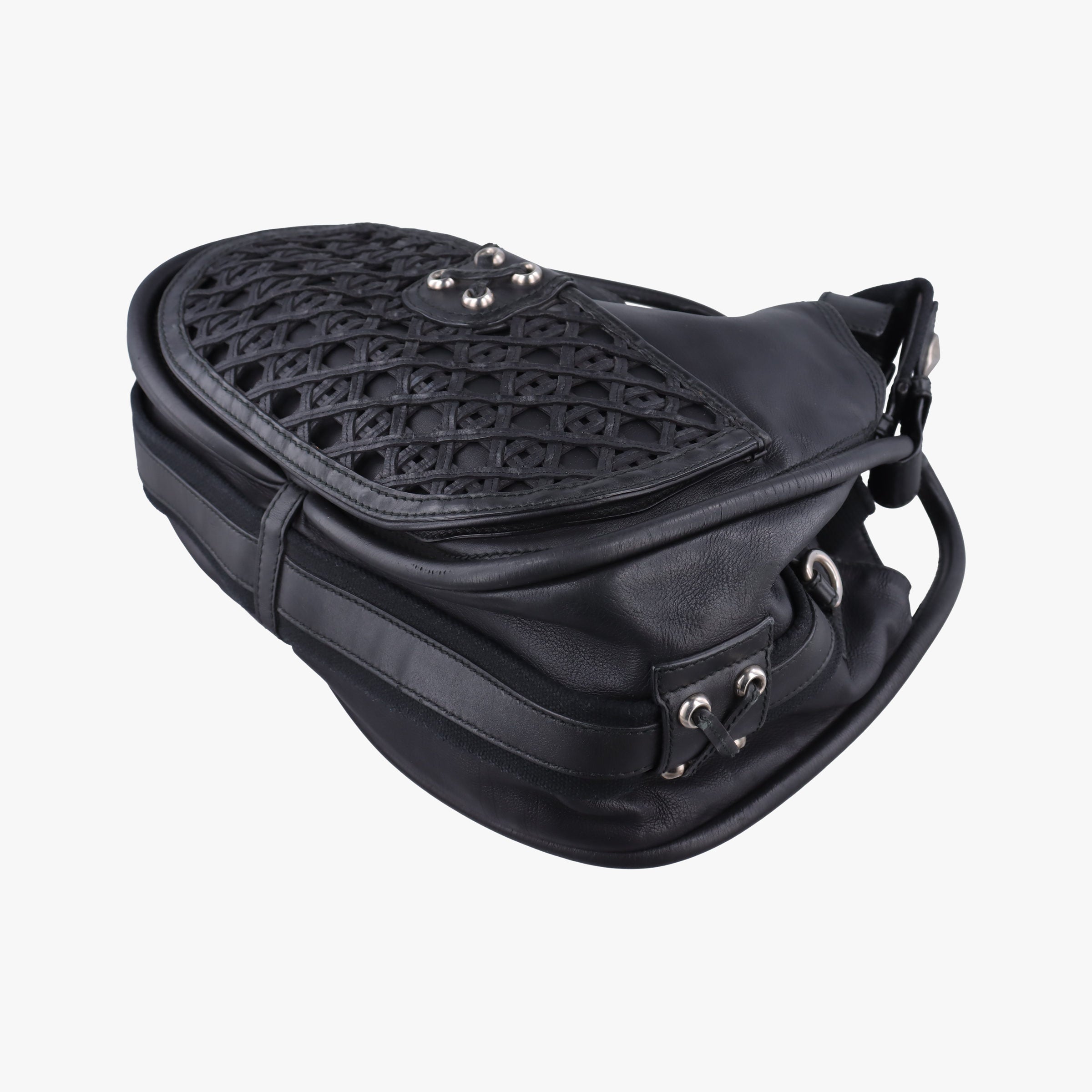 Pre-owned Christian Dior Lattice Messenger Black leather  shoulderbag | stylenewstar