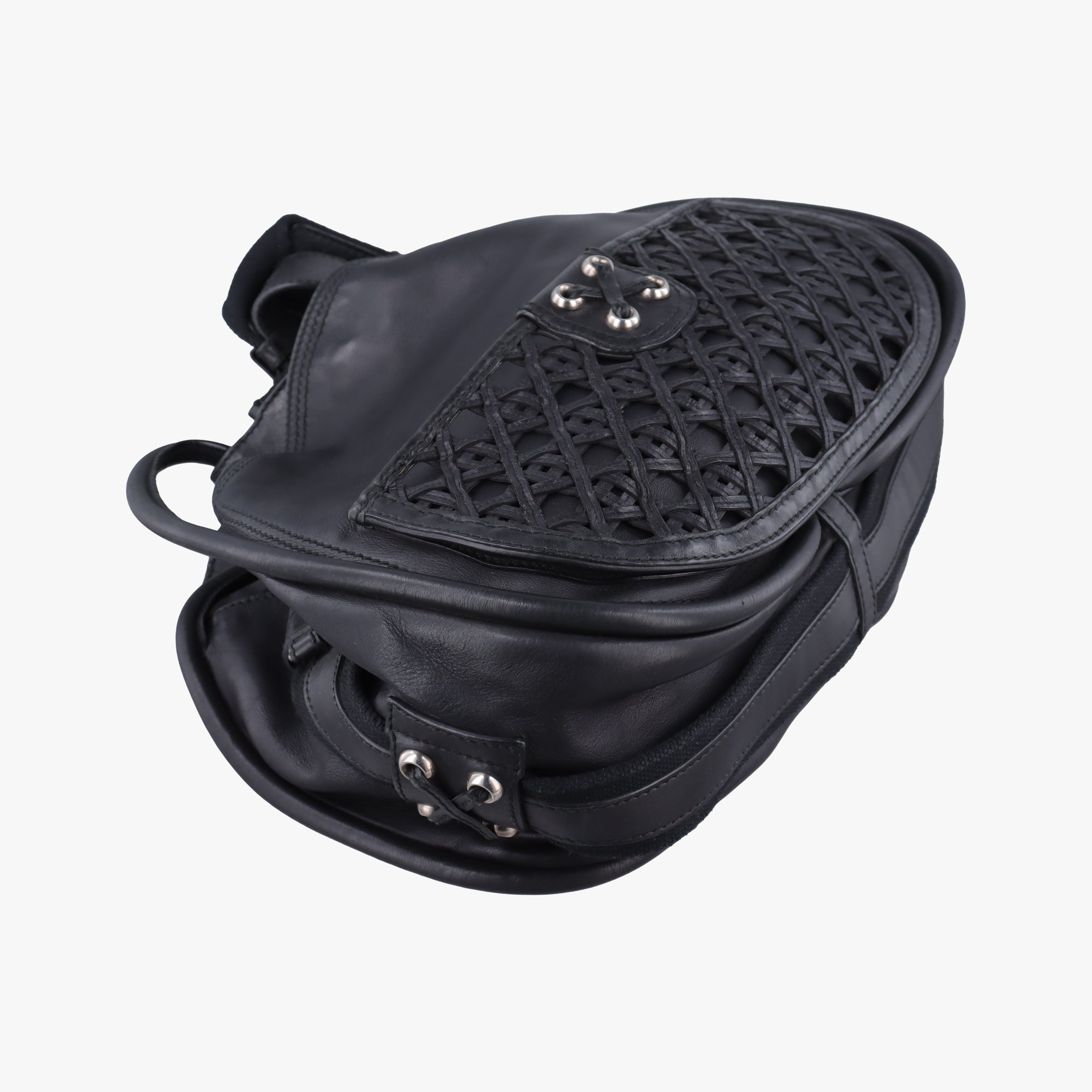 Pre-owned Christian Dior Lattice Messenger Black leather  shoulderbag | stylenewstar