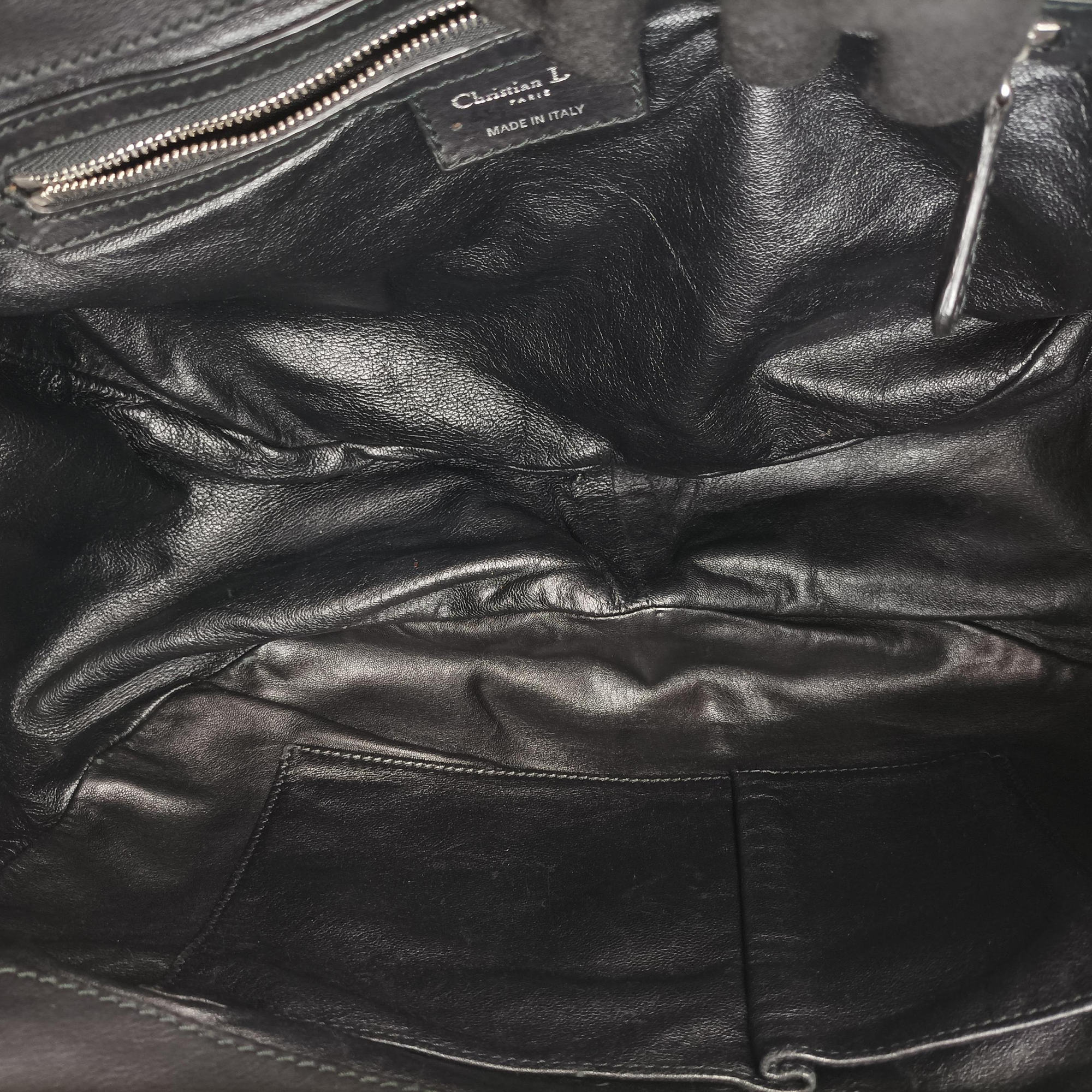 Pre-owned Christian Dior Lattice Messenger Black leather  shoulderbag | stylenewstar
