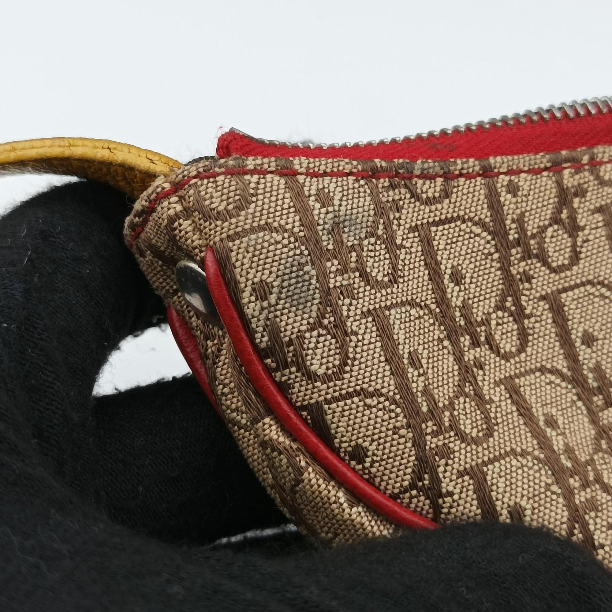 Secondhand Christian Dior rasta coin pouch beige×Red×Multicolor Jacquard×Leather  others | stylenewstar