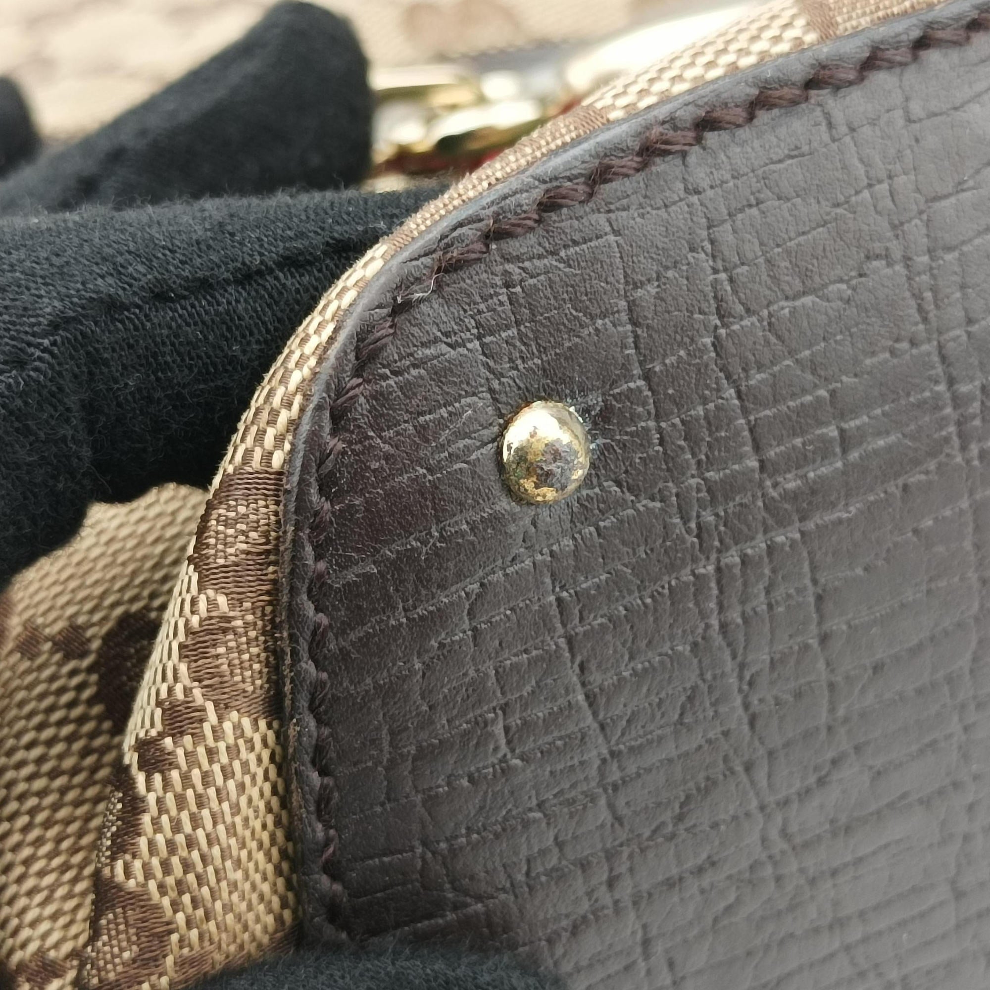 Pre-owned Gucci Horsebit Hasler beige×Brown canvas×leather 137385 handbag | stylenewstar