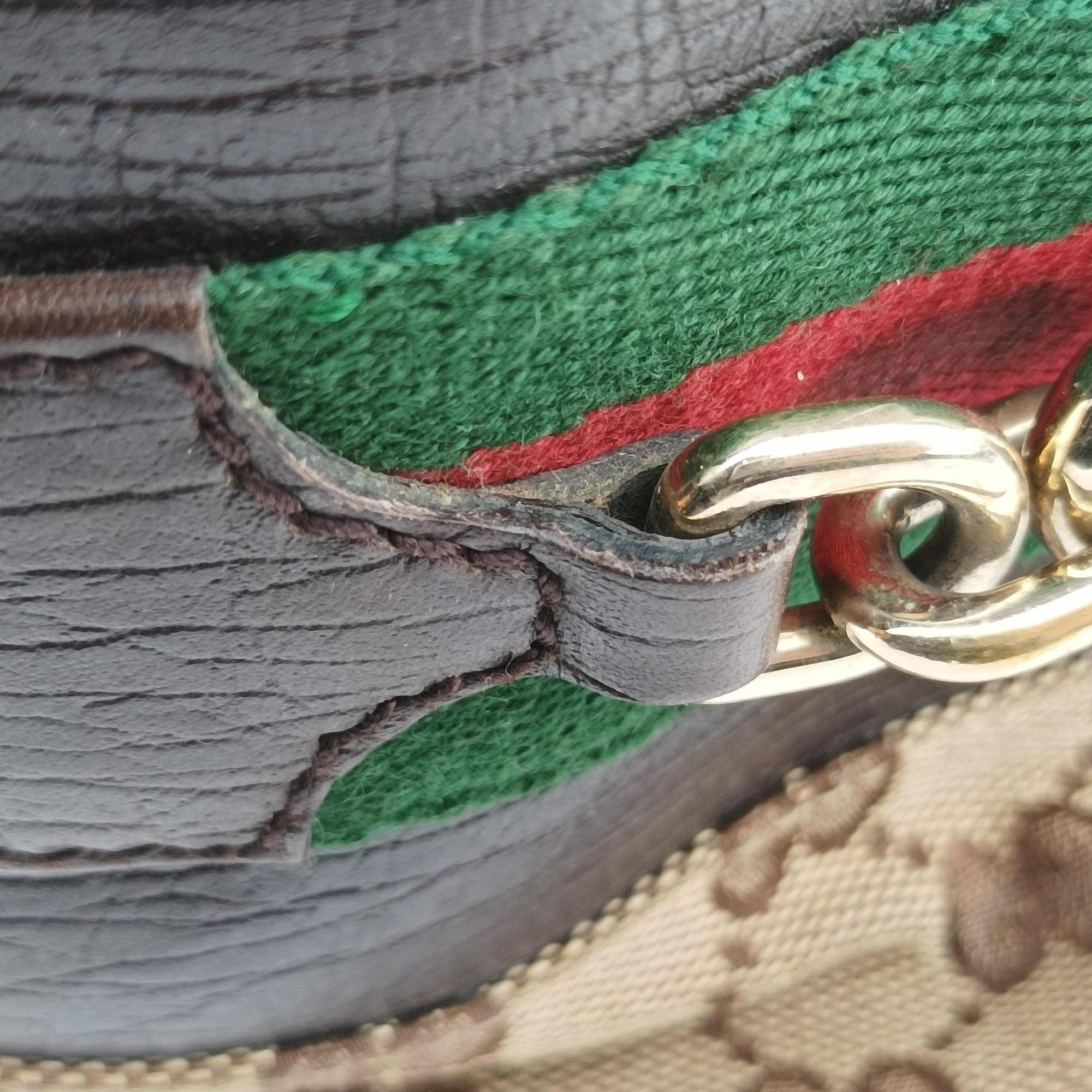 Pre-owned Gucci Horsebit Hasler beige×Brown canvas×leather 137385 handbag | stylenewstar