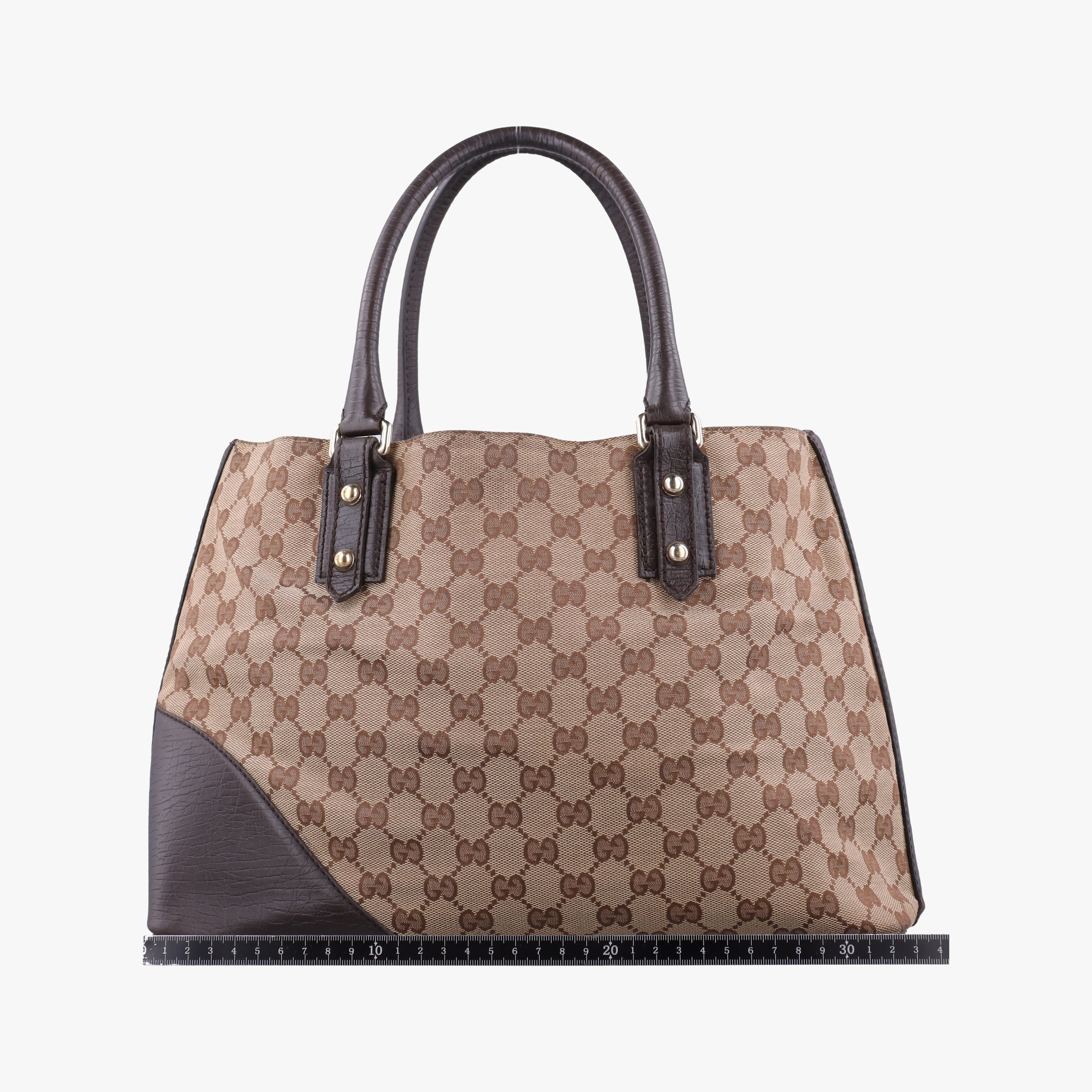 Pre-owned Gucci Horsebit Hasler beige×Brown canvas×leather 137385 handbag | stylenewstar