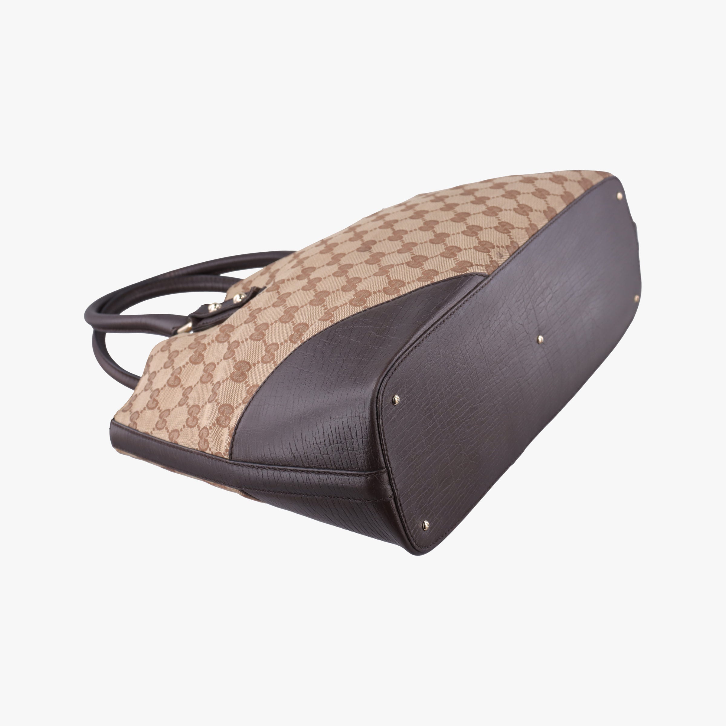 Pre-owned Gucci Horsebit Hasler beige×Brown canvas×leather 137385 handbag | stylenewstar