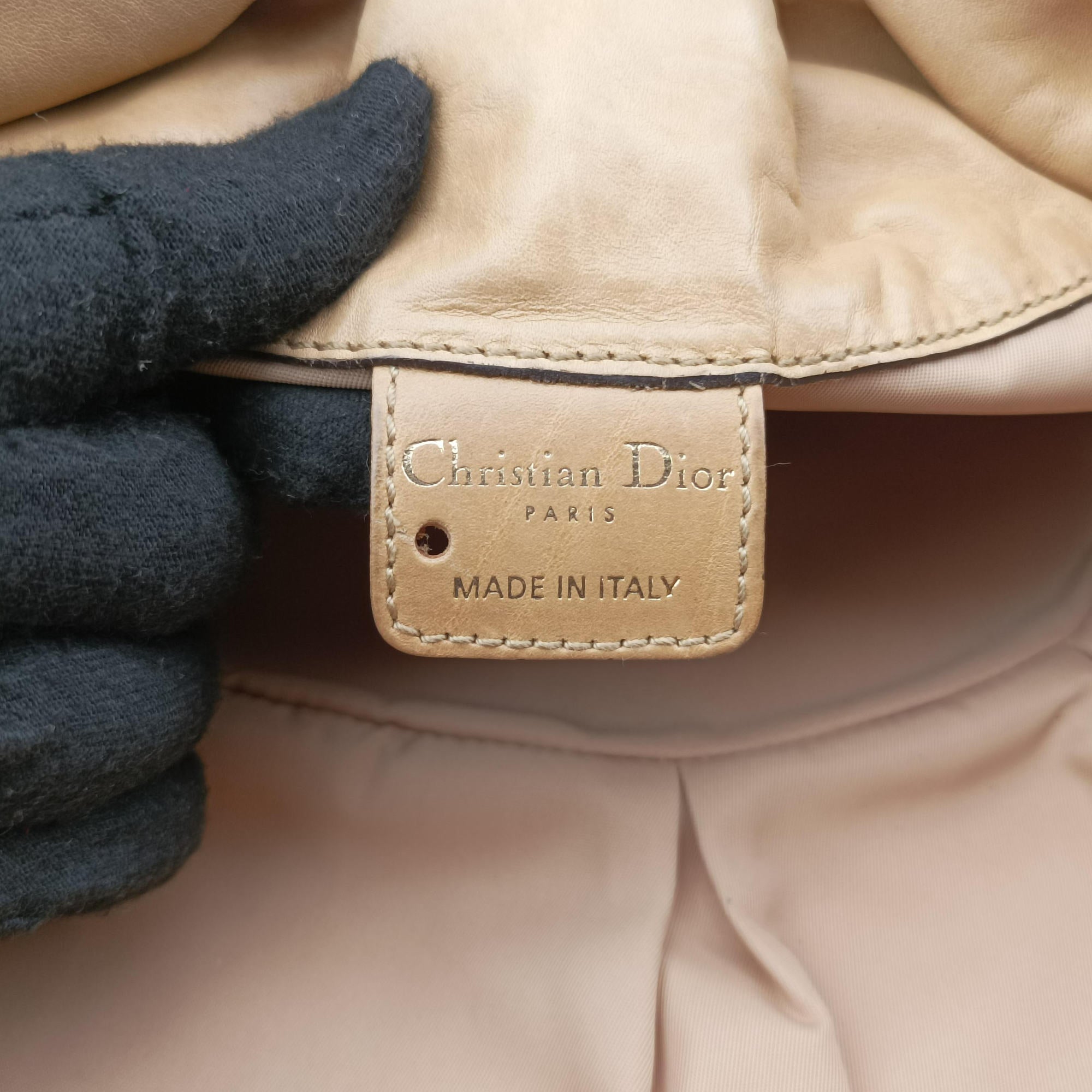 Secondhand Christian Dior Soft Babe Shopping Bag Beige Leather  handbag | stylenewstar