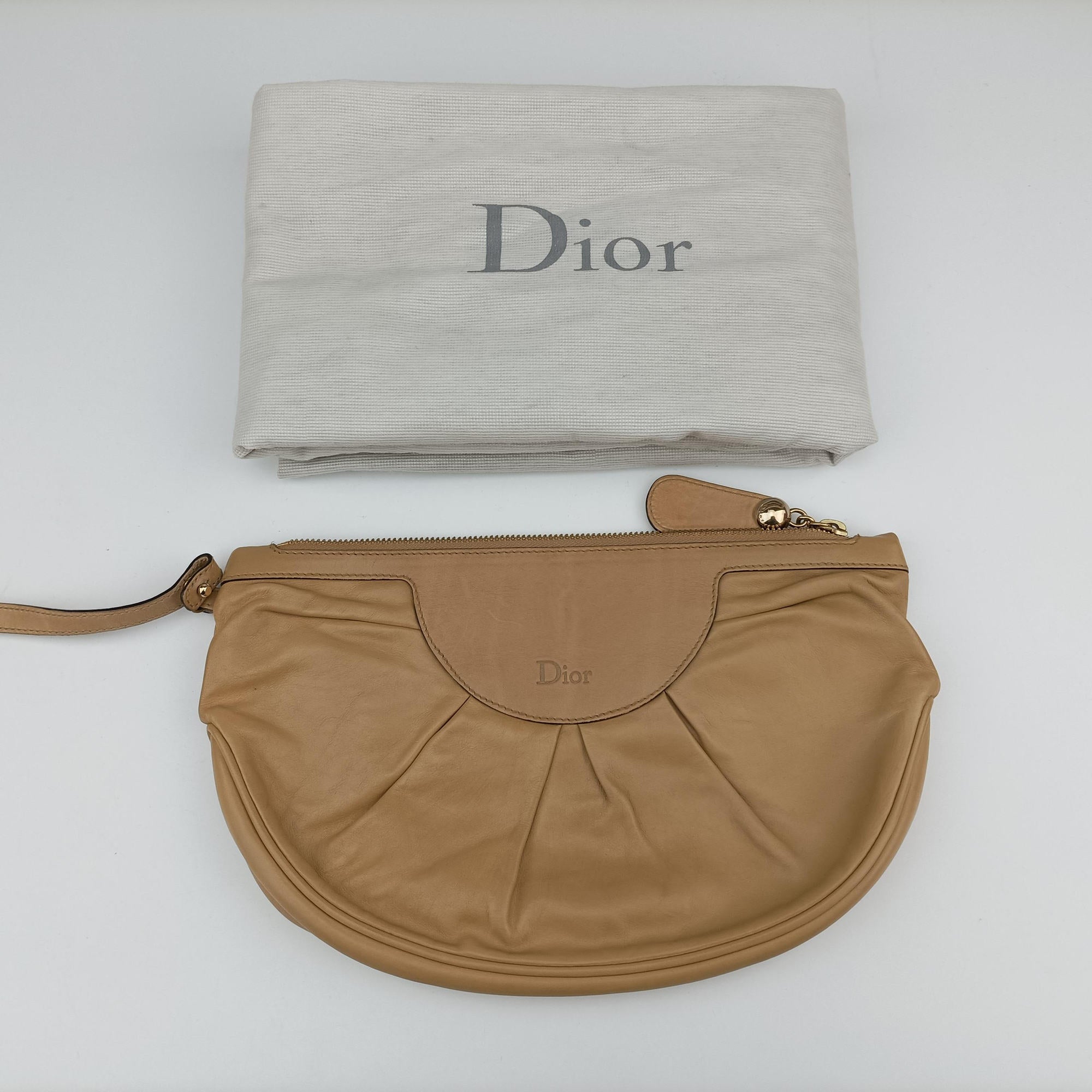 Secondhand Christian Dior Soft Babe Shopping Bag Beige Leather  handbag | stylenewstar