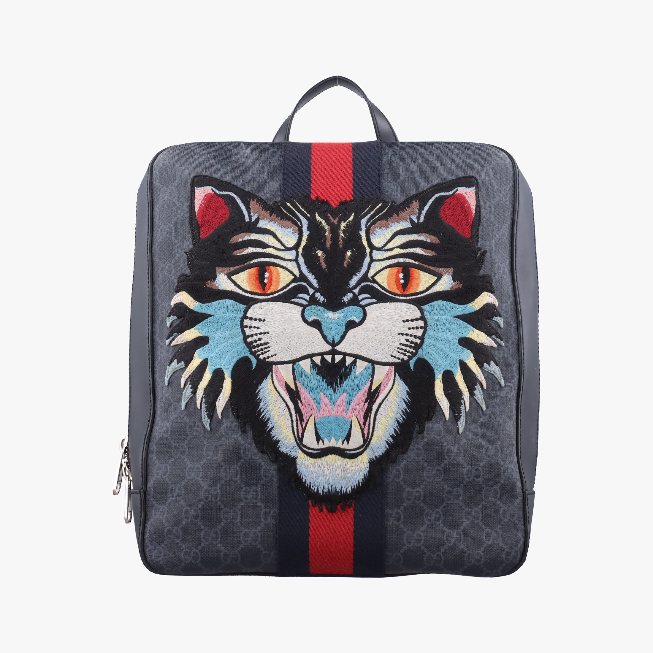 Pre-owned Gucci GG Supreme Angry Cat Black×Red×Multi PVC coated canvas 478324 backpack/rucksack | stylenewstar