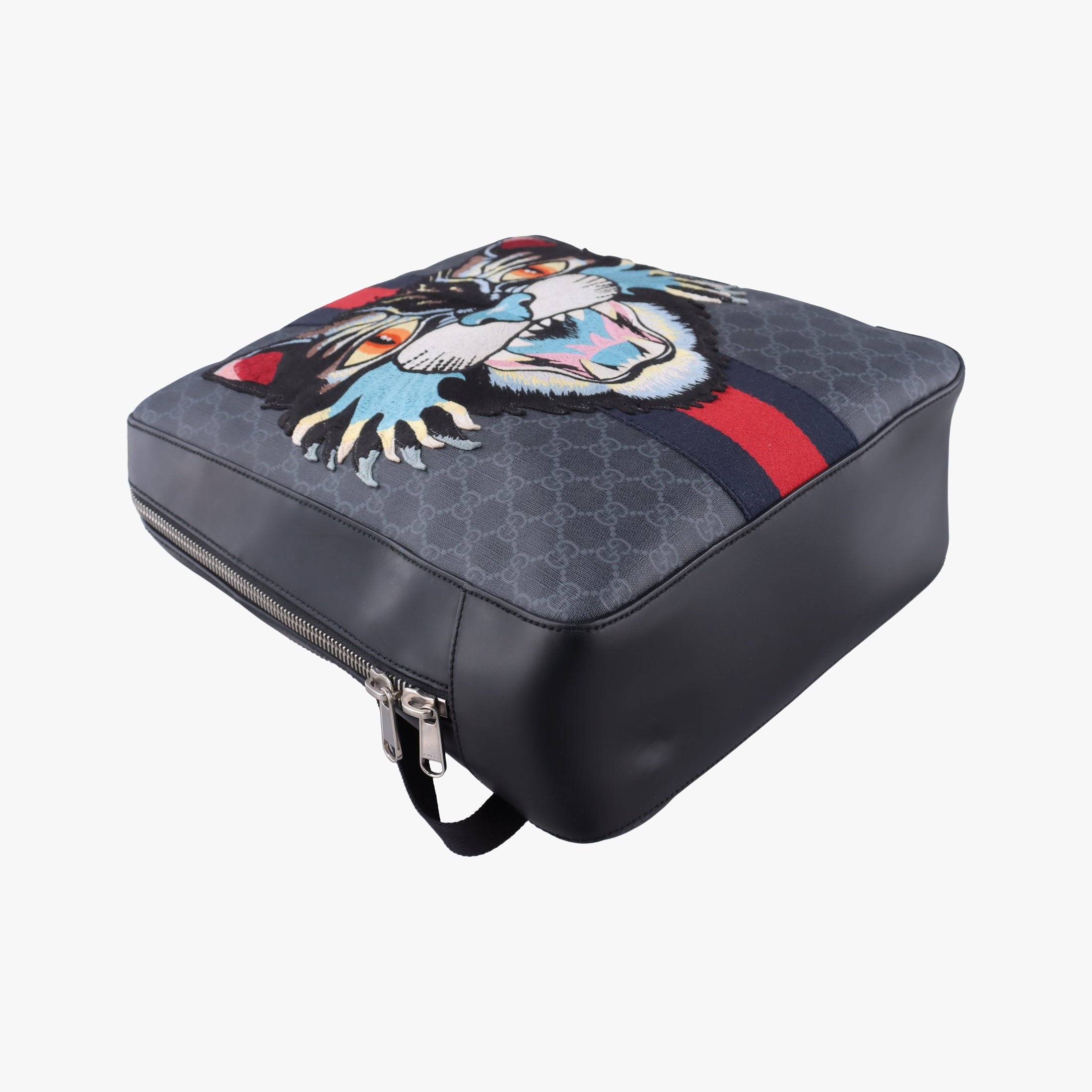 Pre-owned Gucci GG Supreme Angry Cat Black×Red×Multi PVC coated canvas 478324 backpack/rucksack | stylenewstar