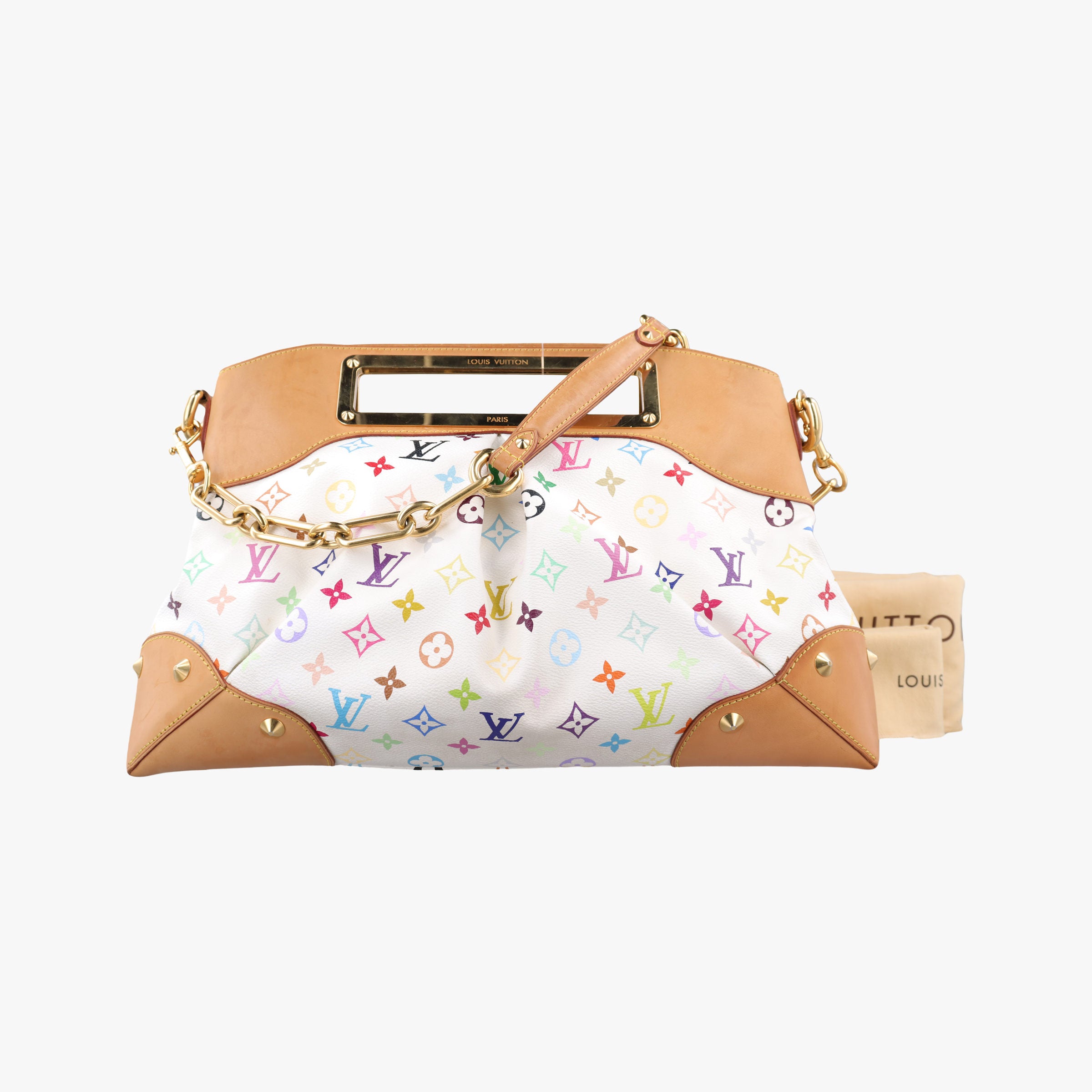 Pre-owned Louis Vuitton JUDY GM white Monogram Multicolor M40253 handbag | stylenewstar