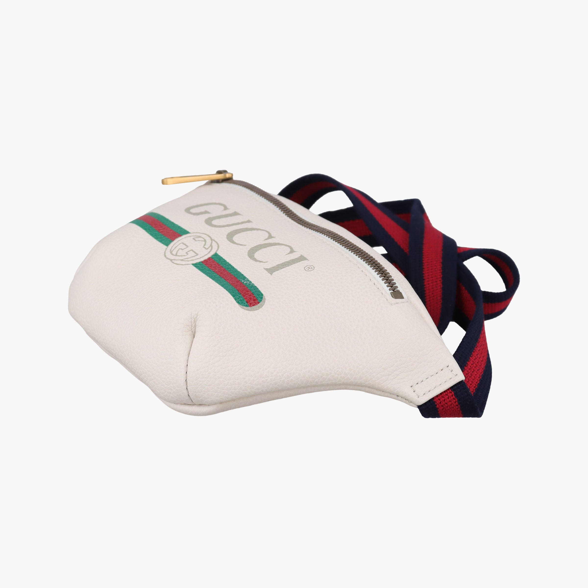 Pre-owned Gucci Gucci Print White Leather 527792 bum bag/waist bag | stylenewstar