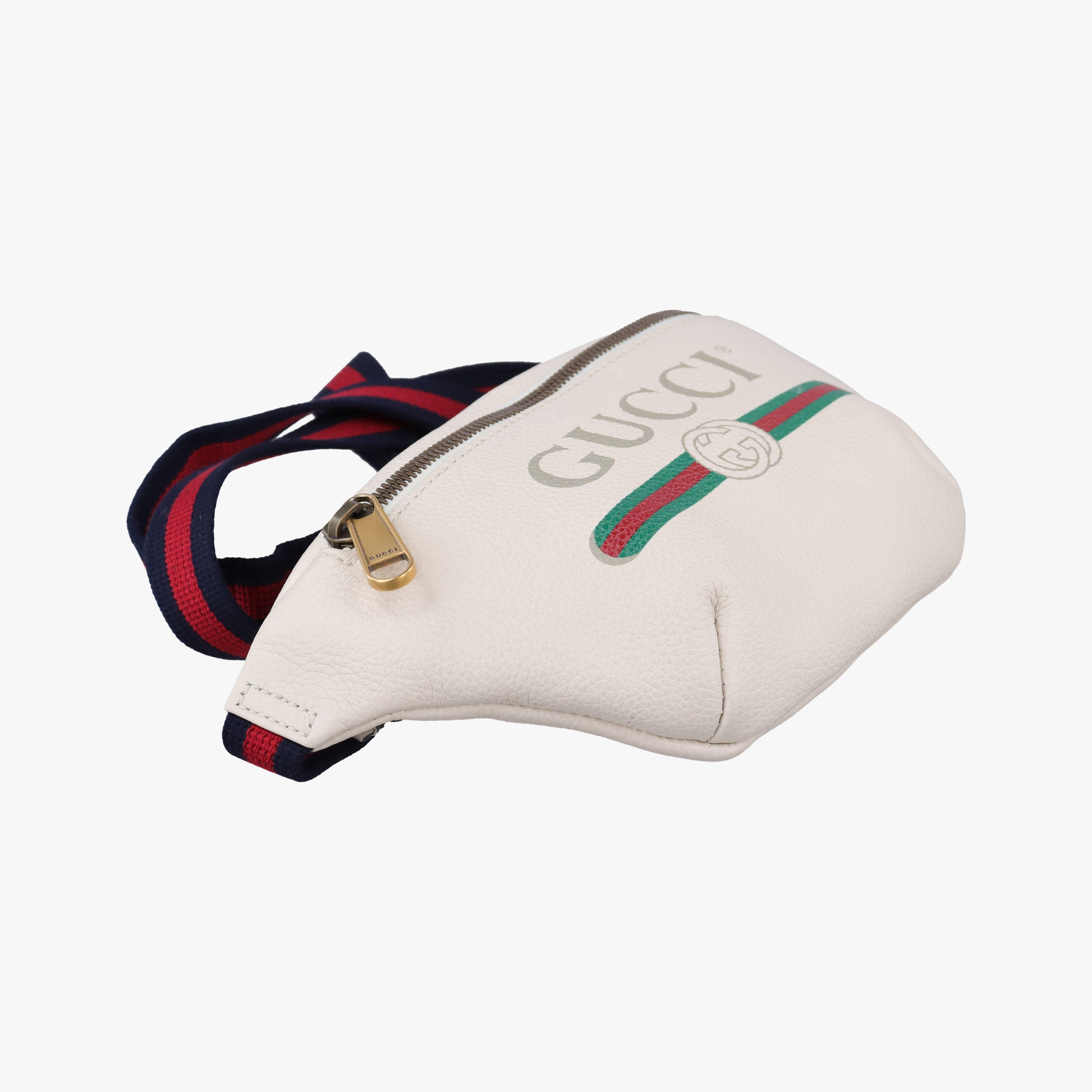 Pre-owned Gucci Gucci Print White Leather 527792 bum bag/waist bag | stylenewstar