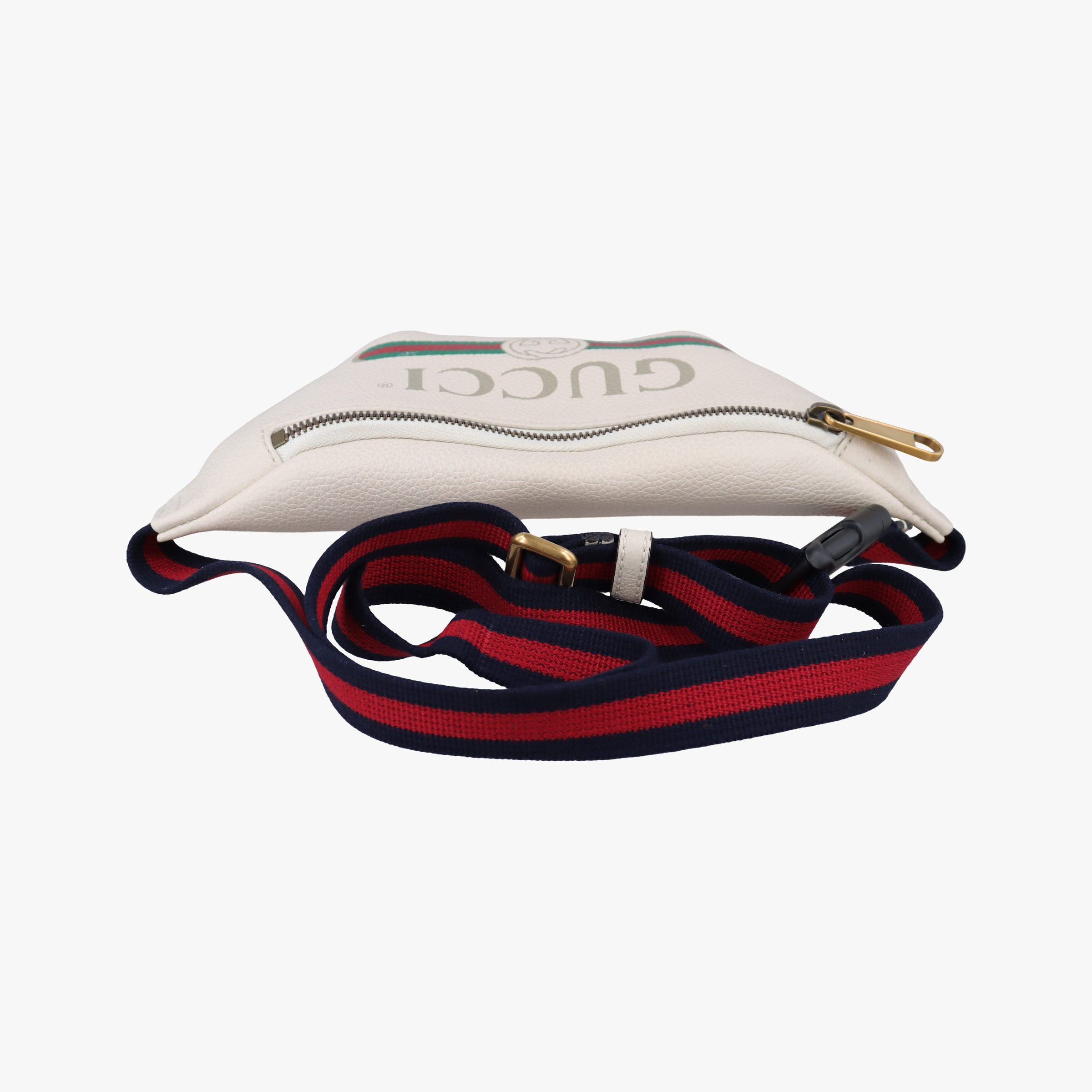 Pre-owned Gucci Gucci Print White Leather 527792 bum bag/waist bag | stylenewstar