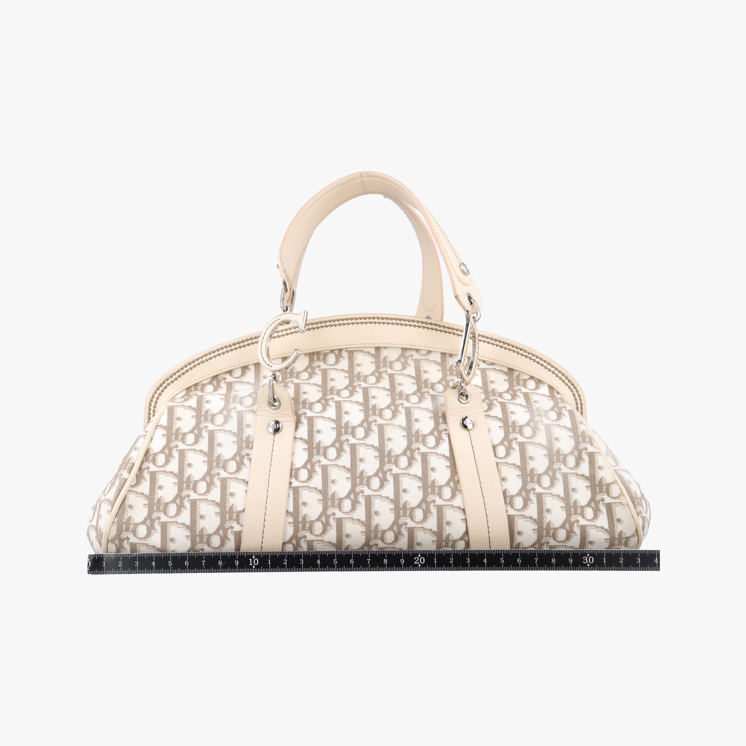 Pre-owned Christian Dior Trotter  Flower Line White x Beige x Multicolor Canvas × Leather  handbag | stylenewstar