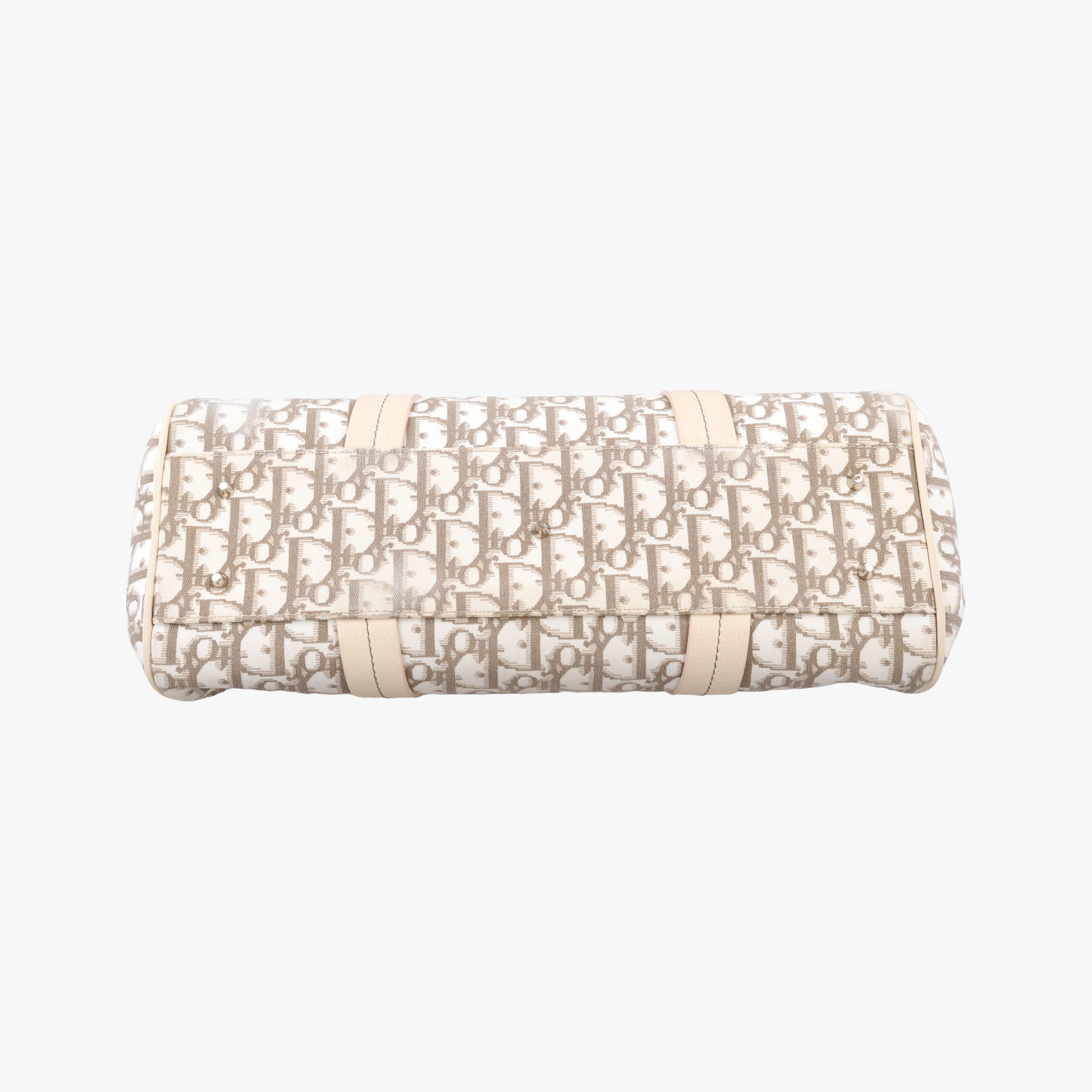 Pre-owned Christian Dior Trotter  Flower Line White x Beige x Multicolor Canvas × Leather  handbag | stylenewstar